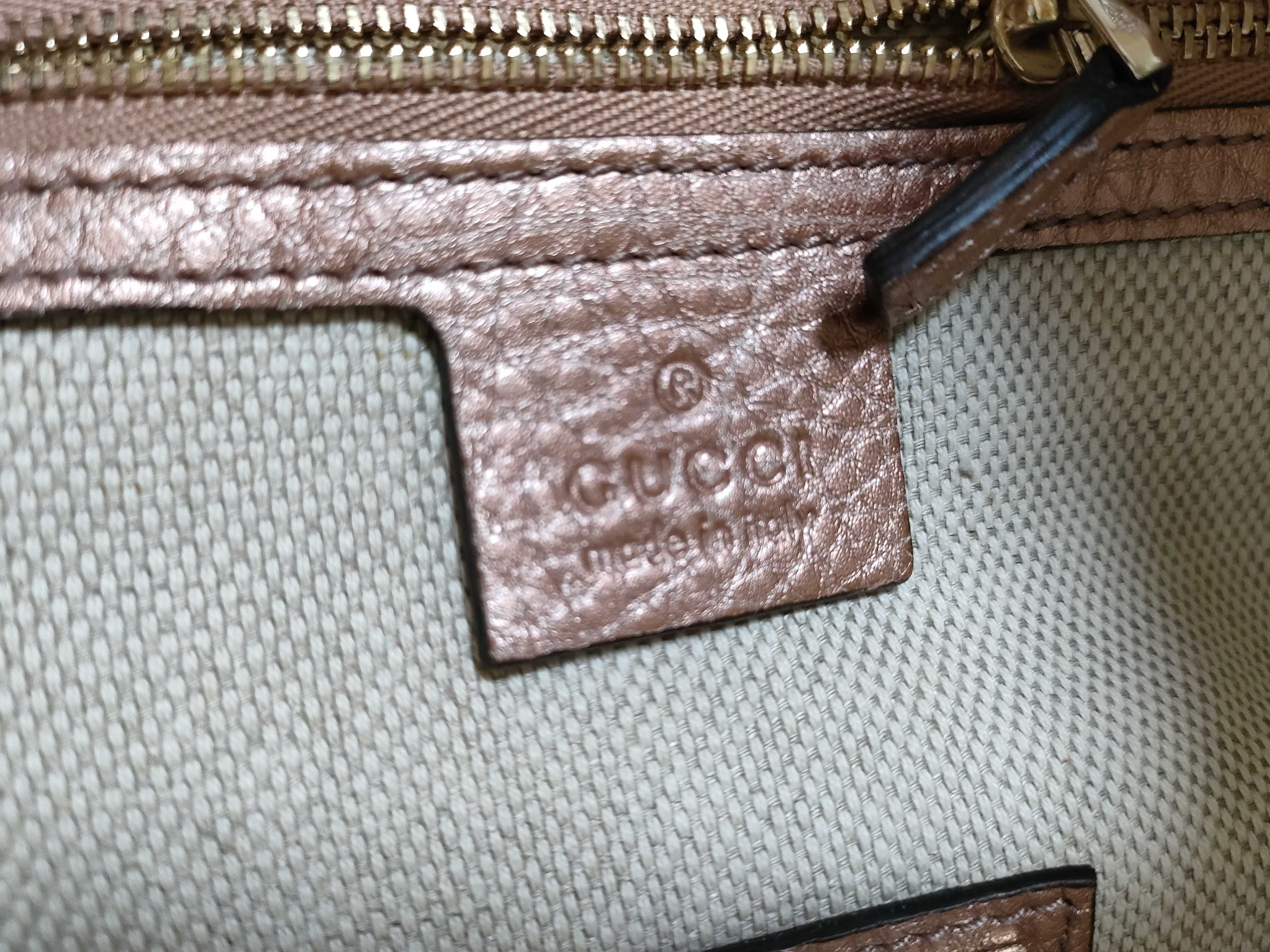 Leather Interlocking Handbag, Pink — view 9
