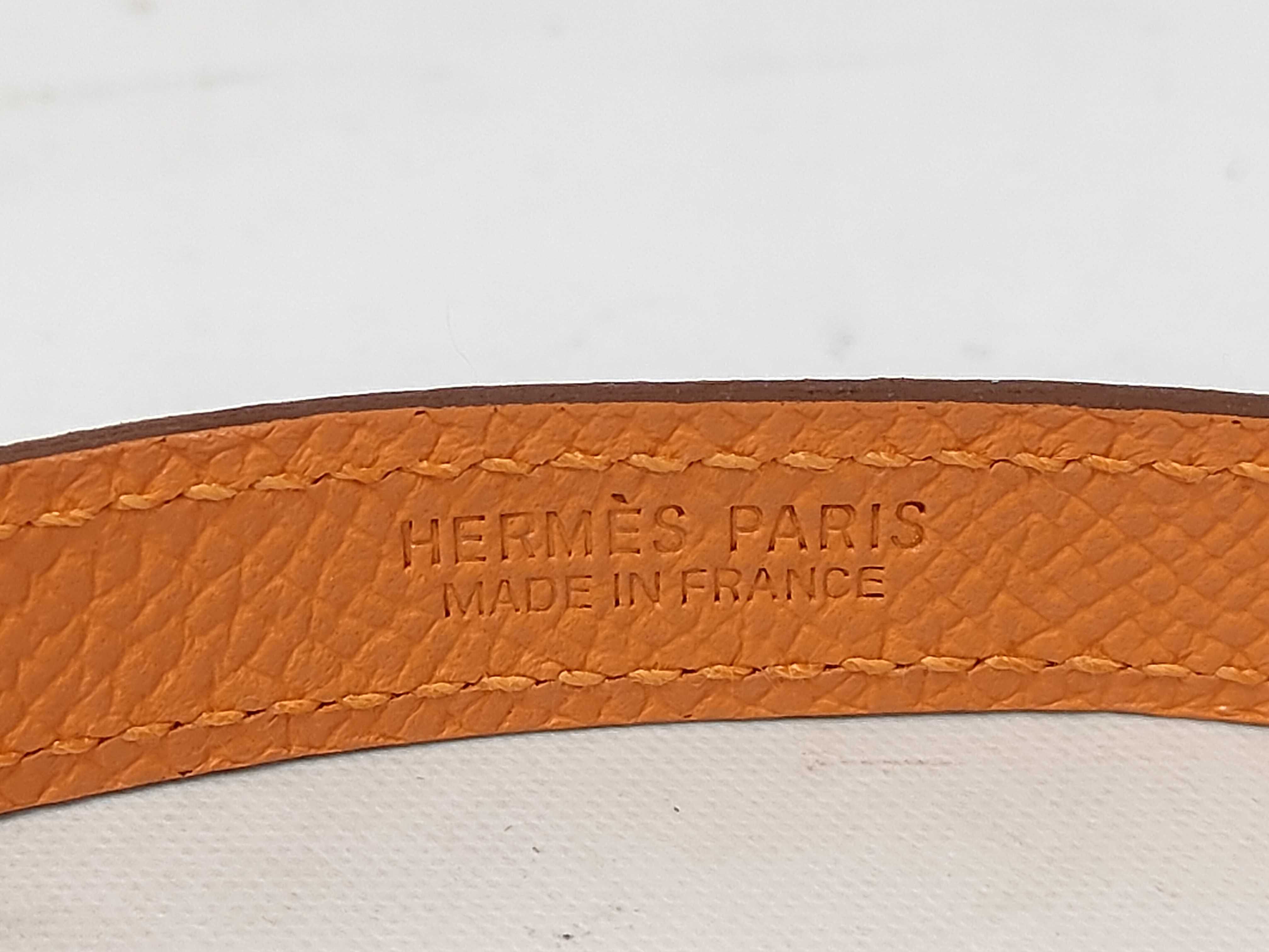 Pavane Double Bracelet, Epsom Leather, Orange, P Stamp, Hermes Bracelet/Bangle — view 4