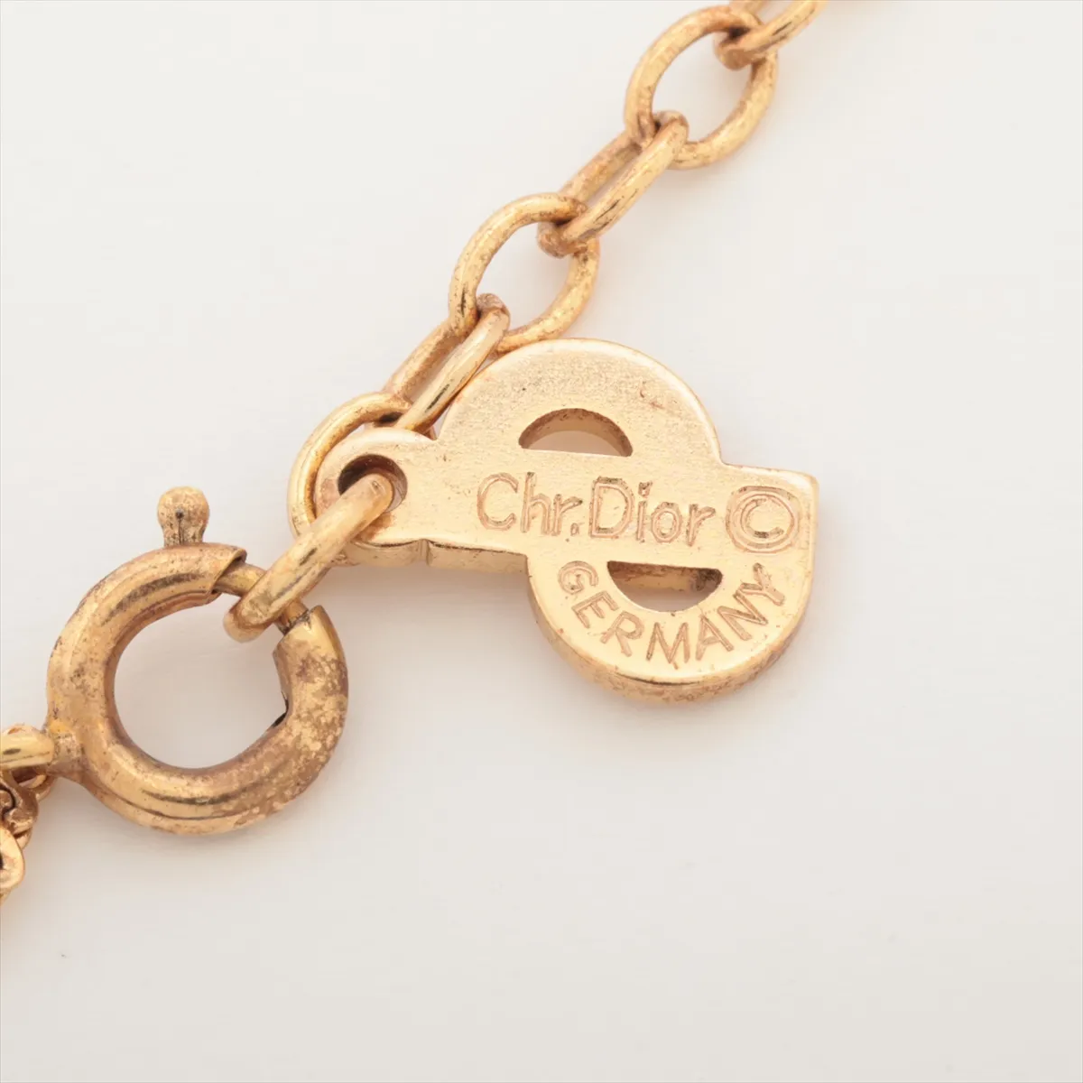 necklace, GP x rhinestones, gold, — view 4
