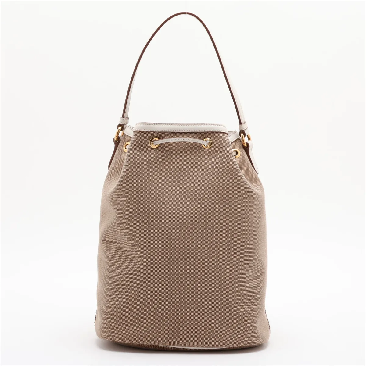 Logo Jacquard Canvas x Leather 2-Way Shoulder Bag, Beige x Brown — view 2