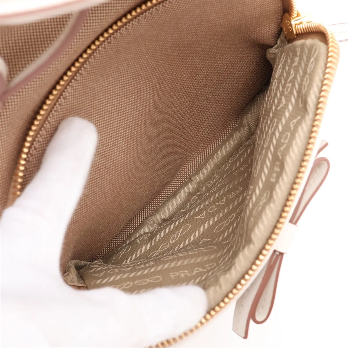 Logo Jacquard Canvas x Leather 2-Way Shoulder Bag, Beige x Brown — view 9