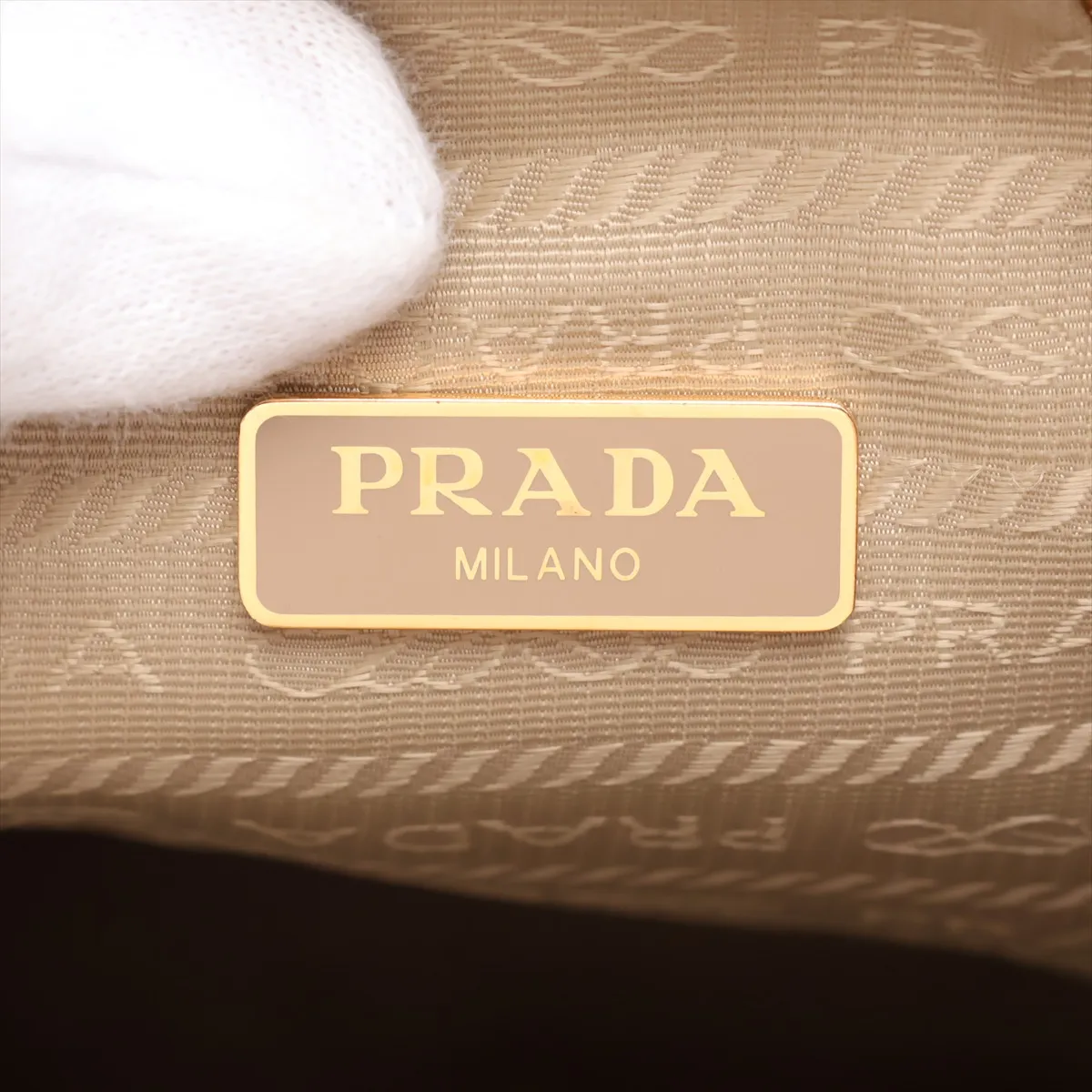 Logo Jacquard Canvas x Leather 2-Way Shoulder Bag, Beige x Brown — view 10