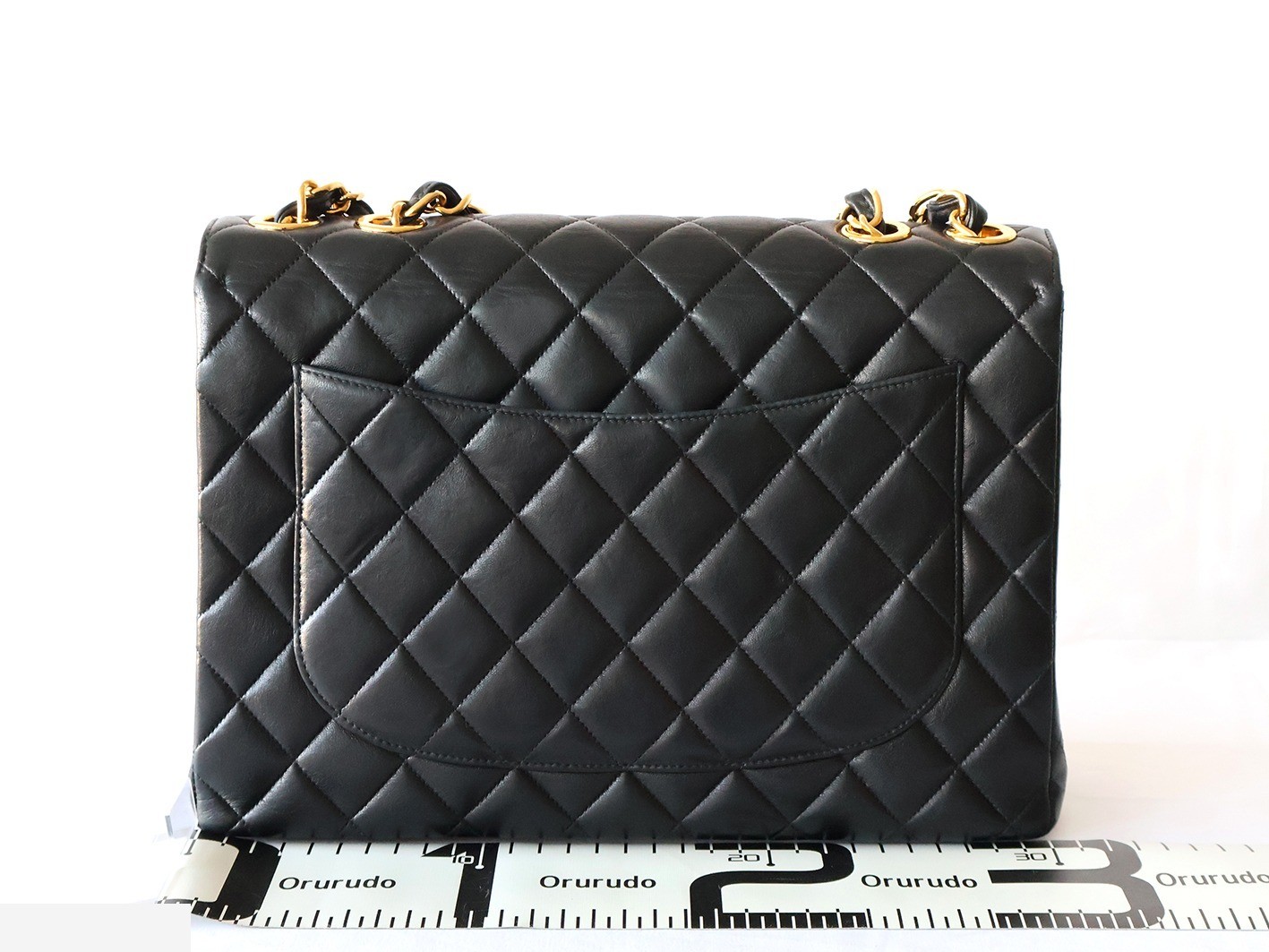 Large Matelassé Lambskin Double Chain Shoulder Bag, Black — view 2