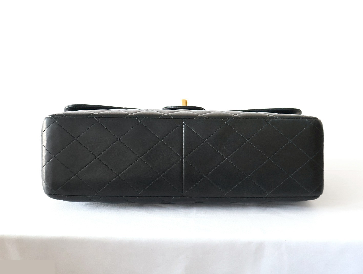 Large Matelassé Lambskin Double Chain Shoulder Bag, Black — view 5