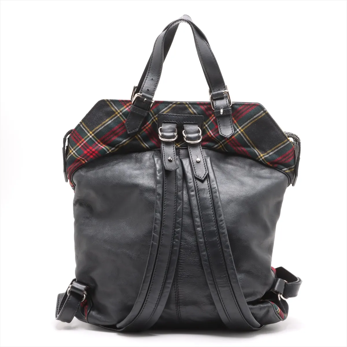 leather x studs backpack/rucksack black — view 2