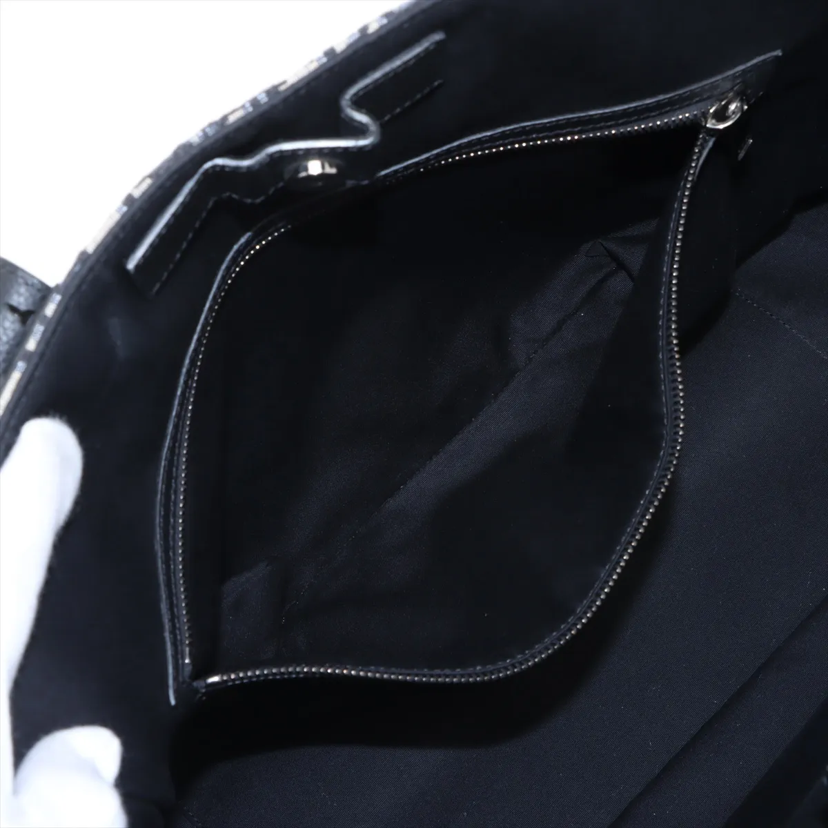 Oblique Saddle Canvas x Leather Tote Bag Navy — view 8