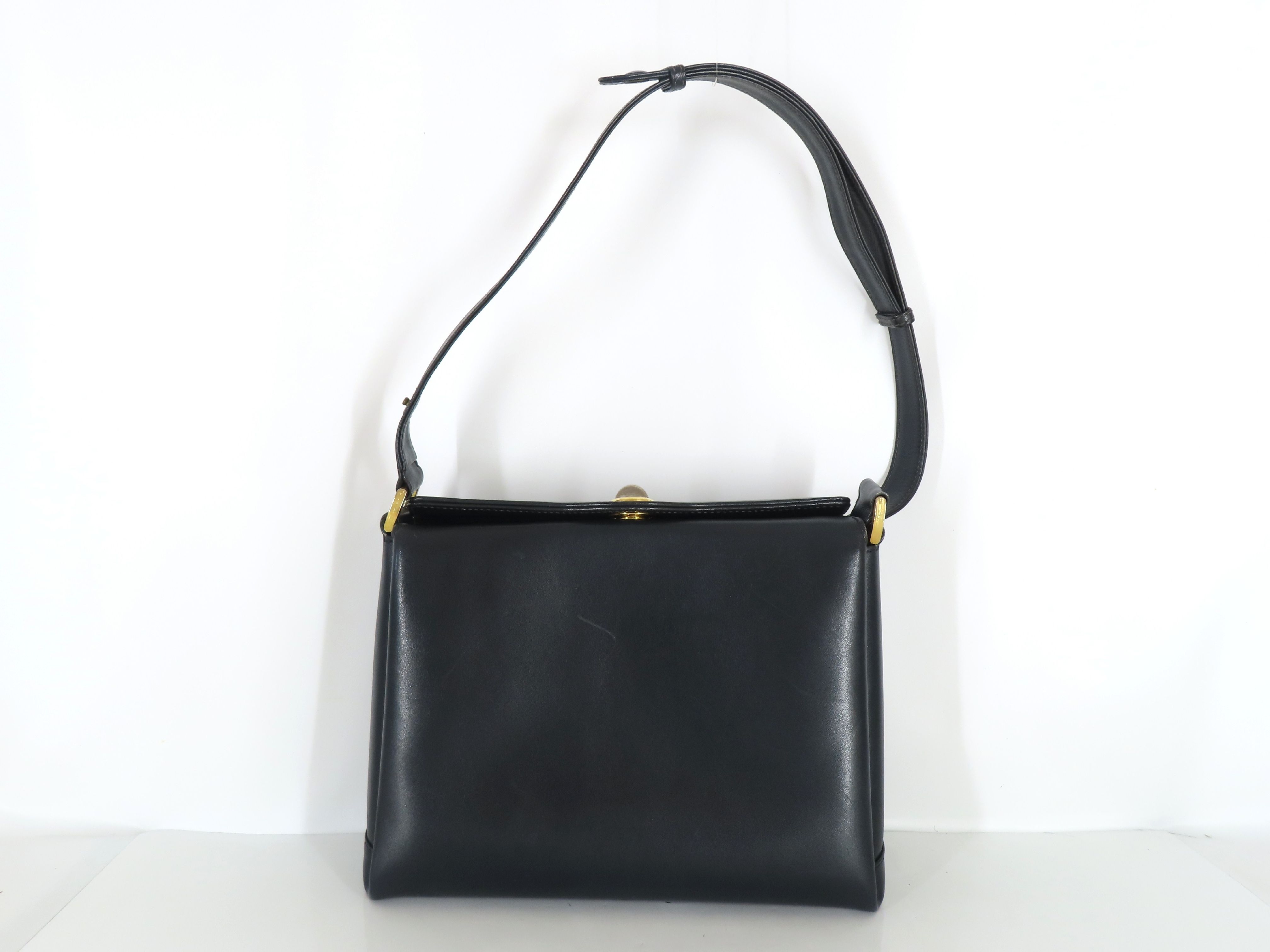 Turnlock Leather Shoulder Bag