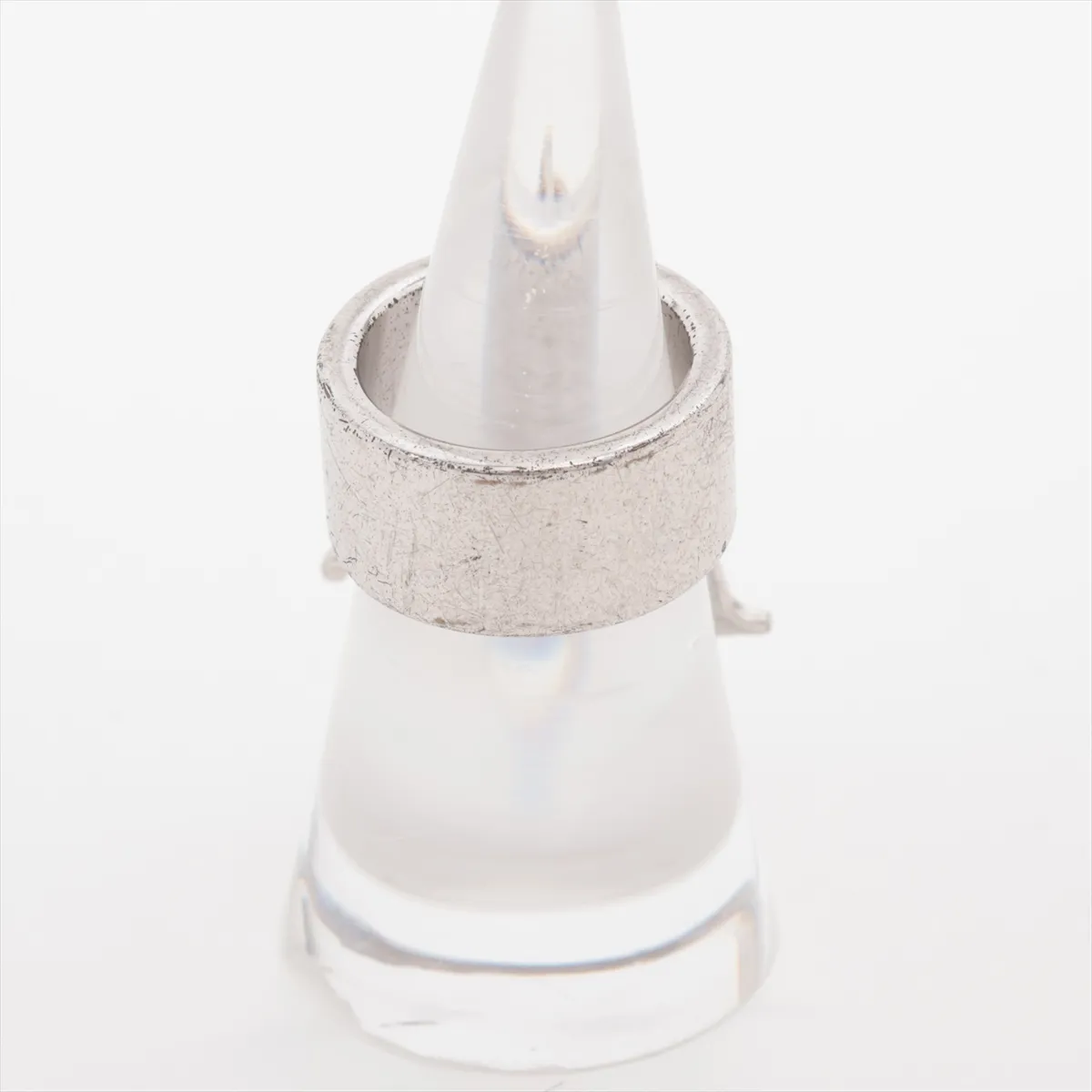 logo ring, metal, silver. Shows signs of wear, — view 2