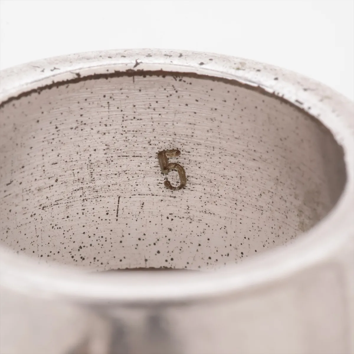 logo ring, metal, silver. Shows signs of wear, — view 3