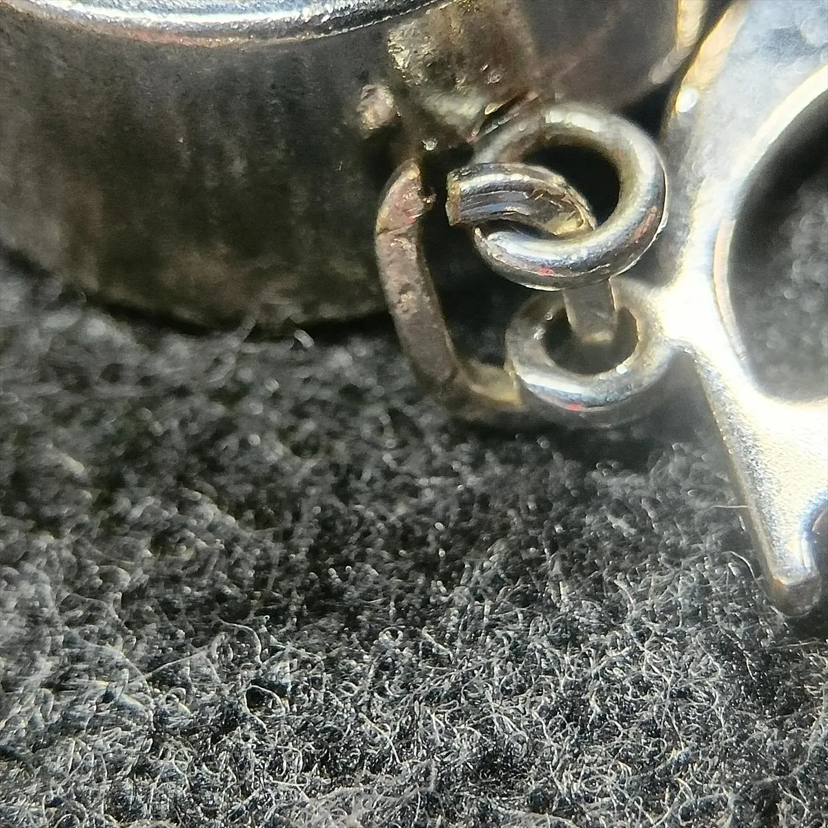logo ring, metal, silver. Shows signs of wear, — view 4