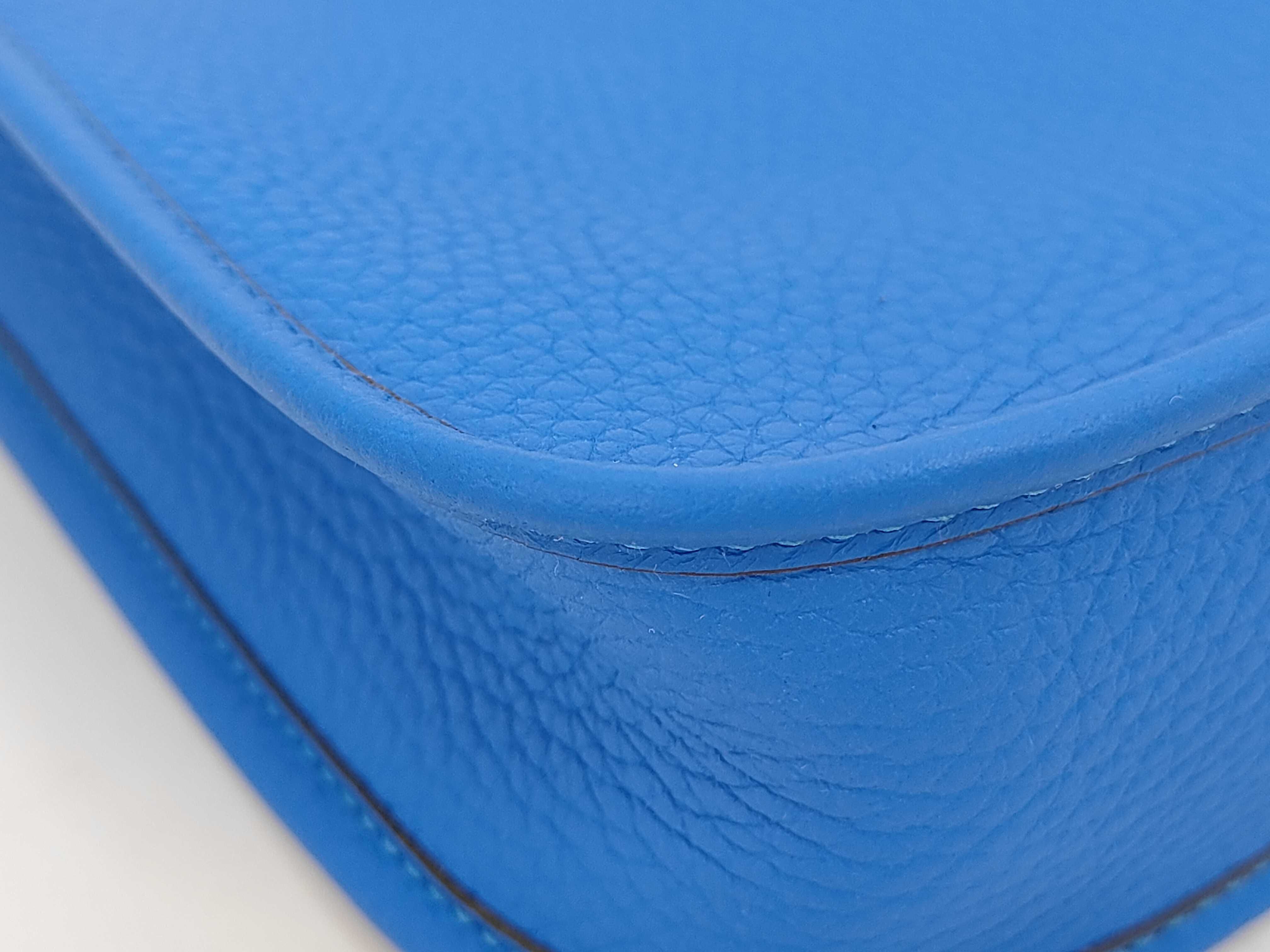 Evelyne 16 Amazone Taurillon Clemence Blue Shoulder Bag with Silver Hardware (K Stamp) — view 3