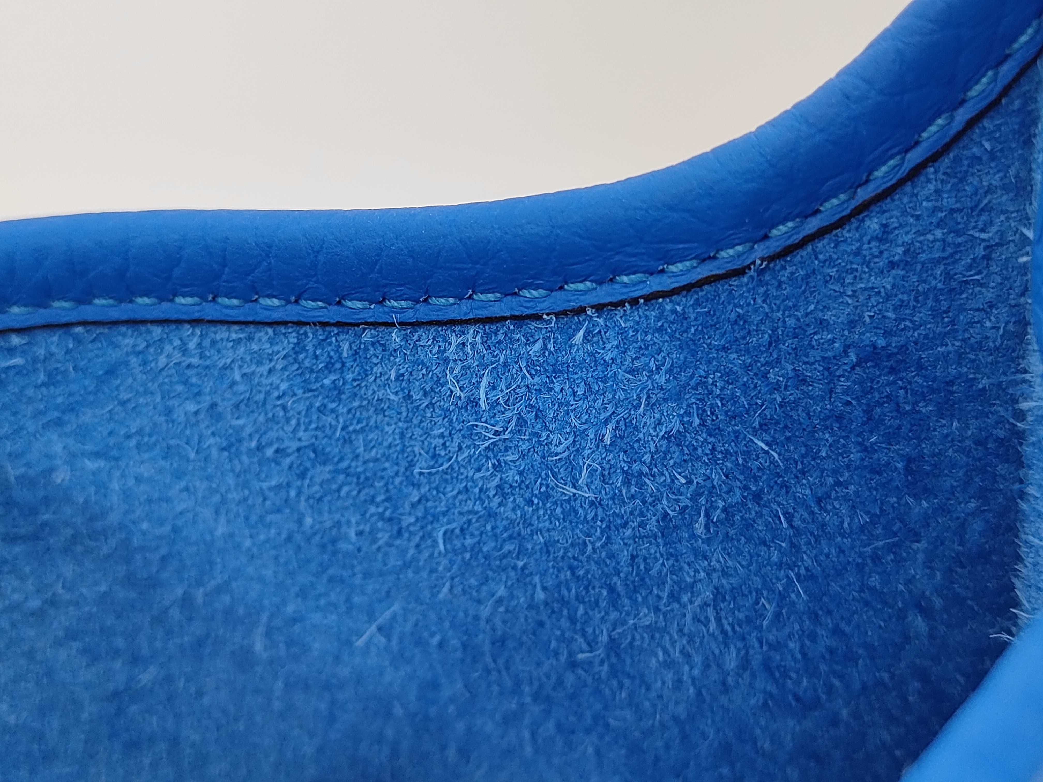 Evelyne 16 Amazone Taurillon Clemence Blue Shoulder Bag with Silver Hardware (K Stamp) — view 8