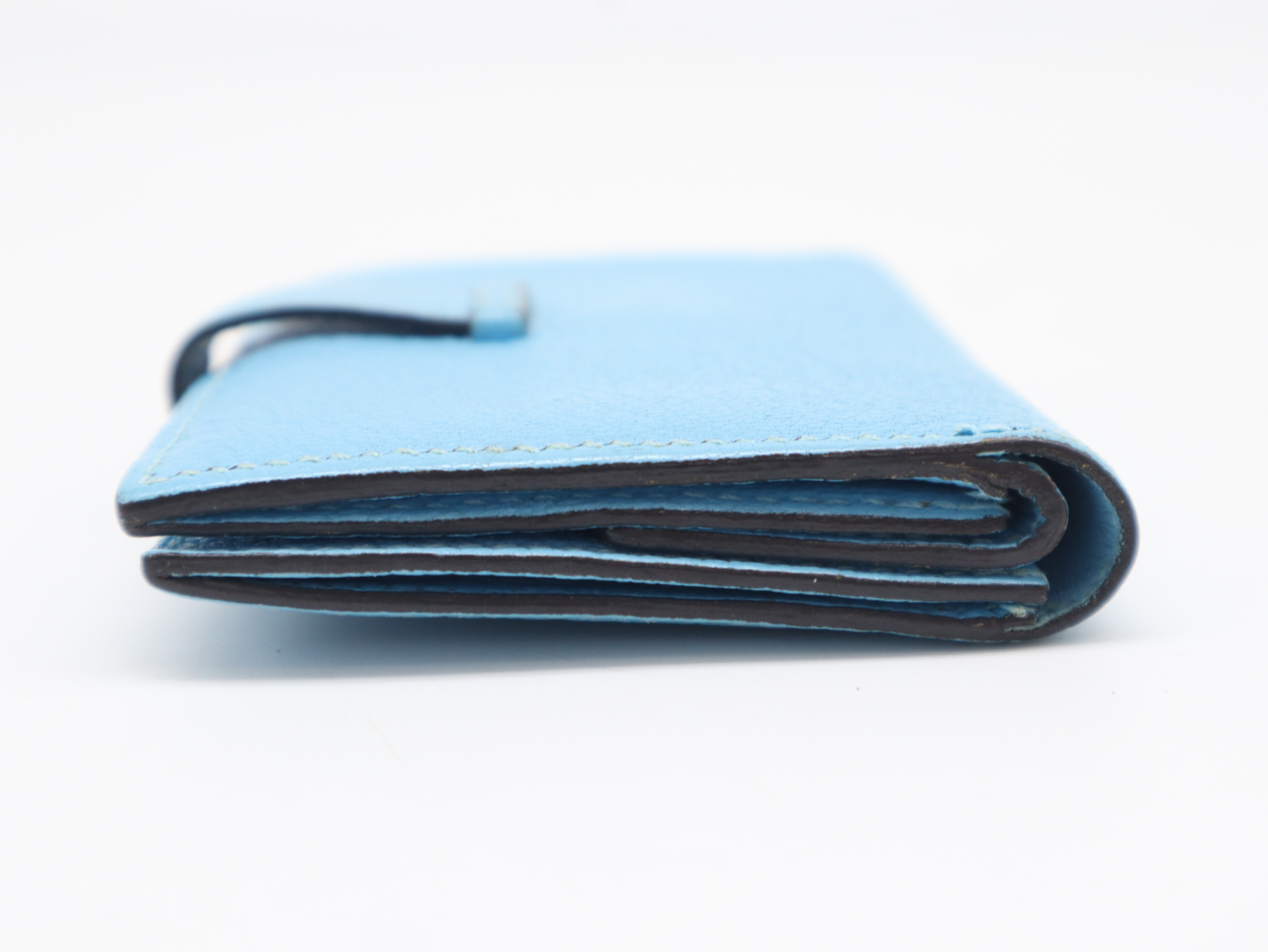 Bearn Mini Wallet, L stamp, Chevre leather, Blue — view 6