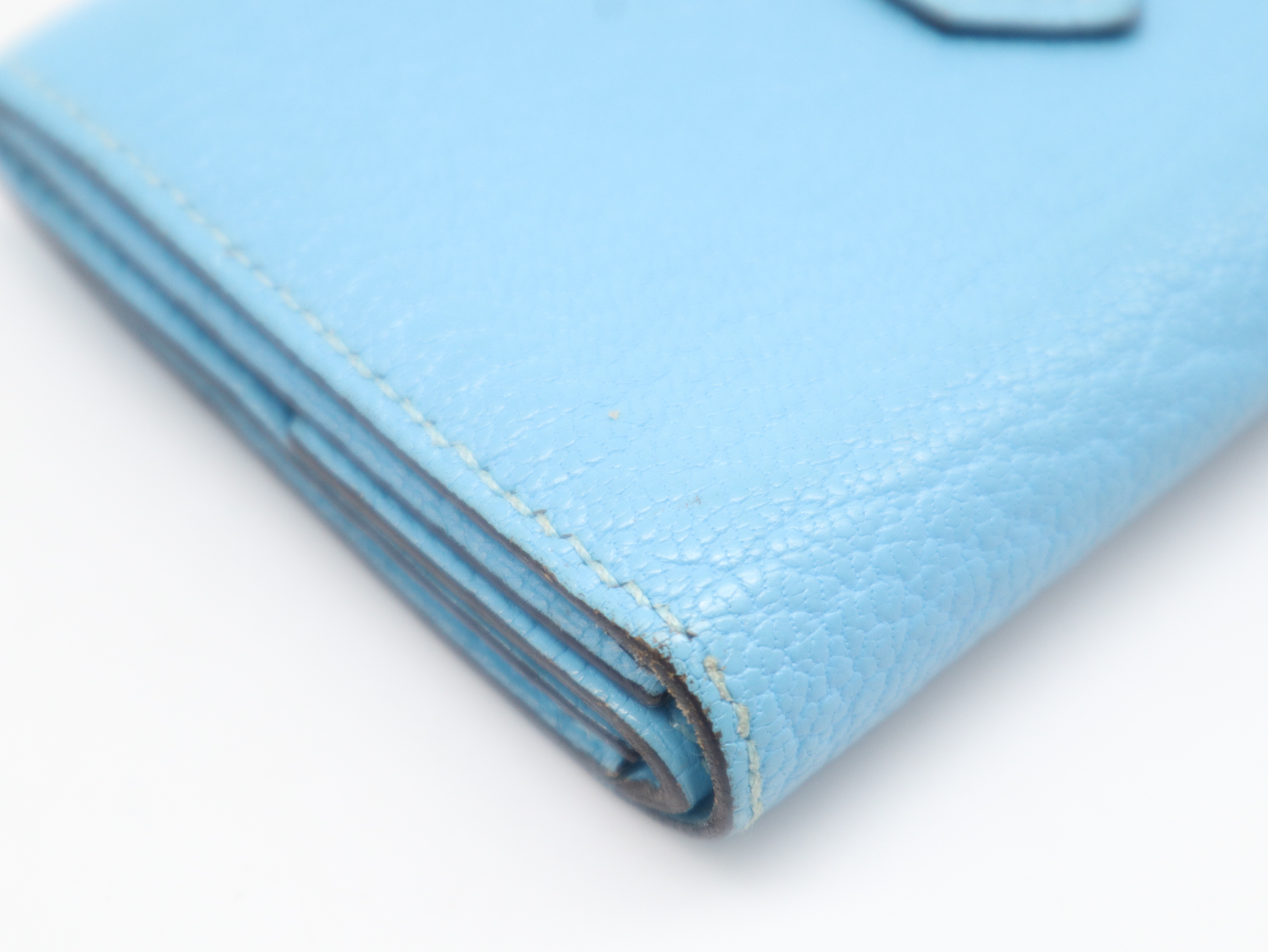 Bearn Mini Wallet, L stamp, Chevre leather, Blue — view 8