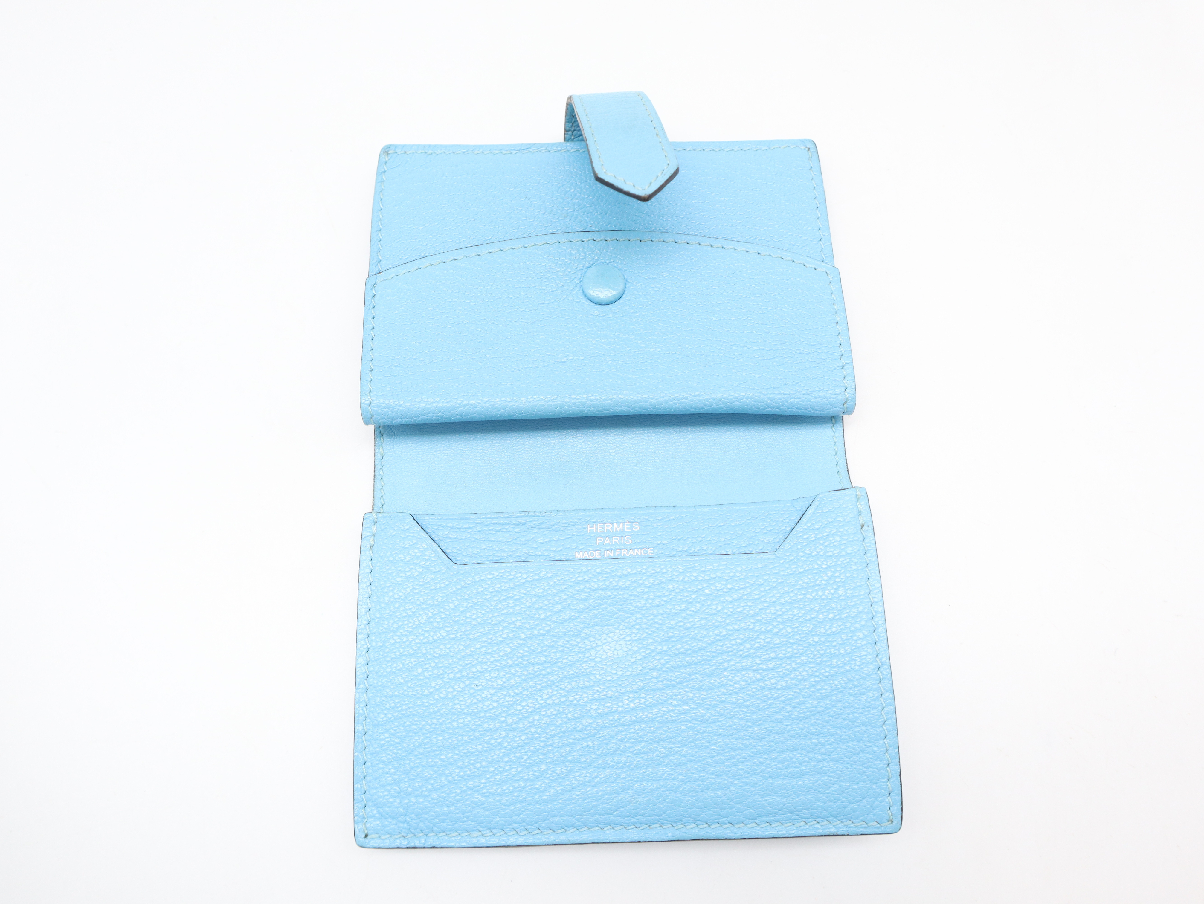 Bearn Mini Wallet, L stamp, Chevre leather, Blue — view 9