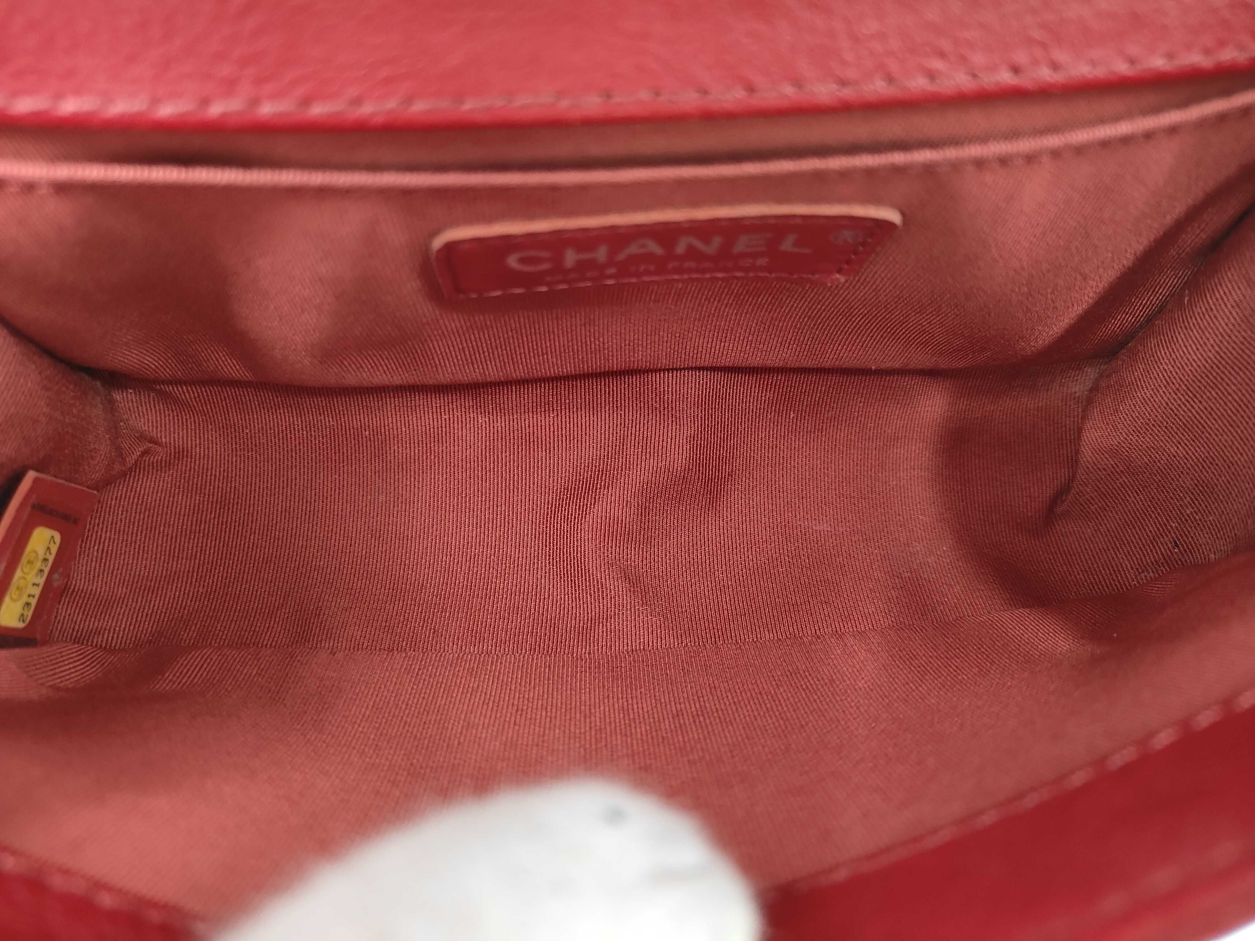 Mini Boy Chanel 2-Way Chain Shoulder Bag, Red — view 11