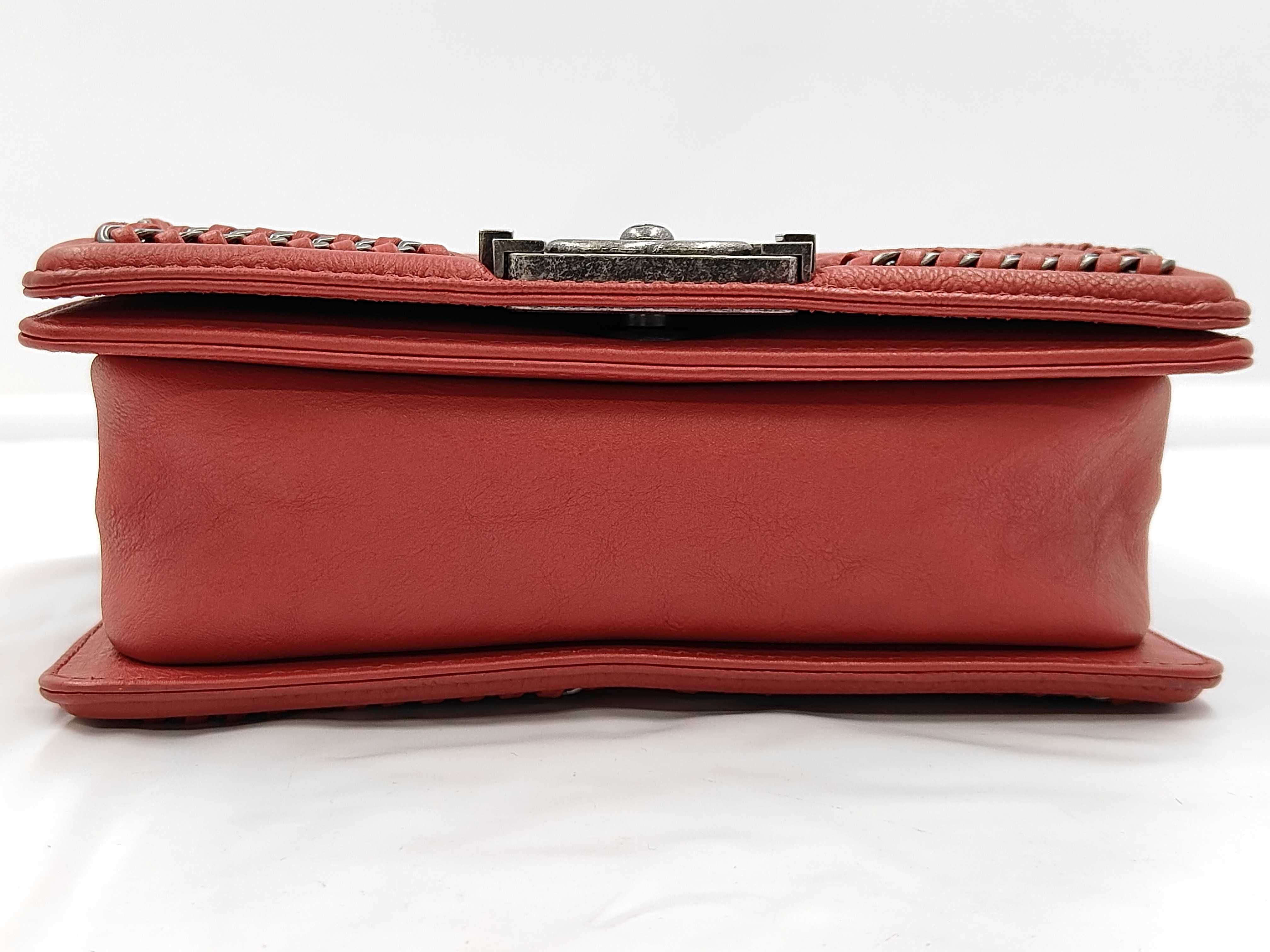 Mini Boy Chanel 2-Way Chain Shoulder Bag, Red — view 9