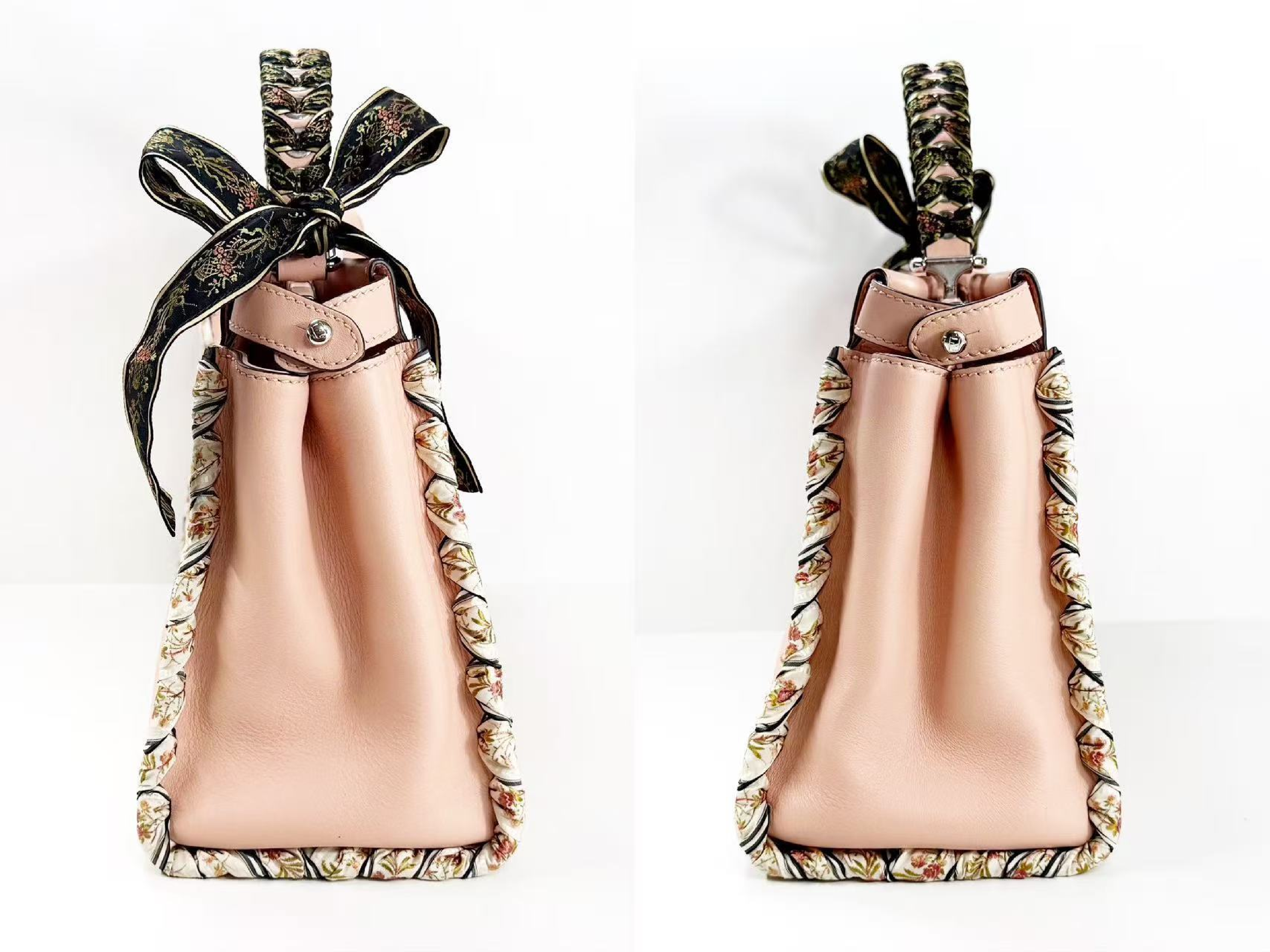 Peekaboo Ribbon Handbag, Baby Pink, W34/H24/D14cm (approx.), includes booklet, rain cover, and two shoulder straps. Stamped 8BN290. Silver hardware. — view 11