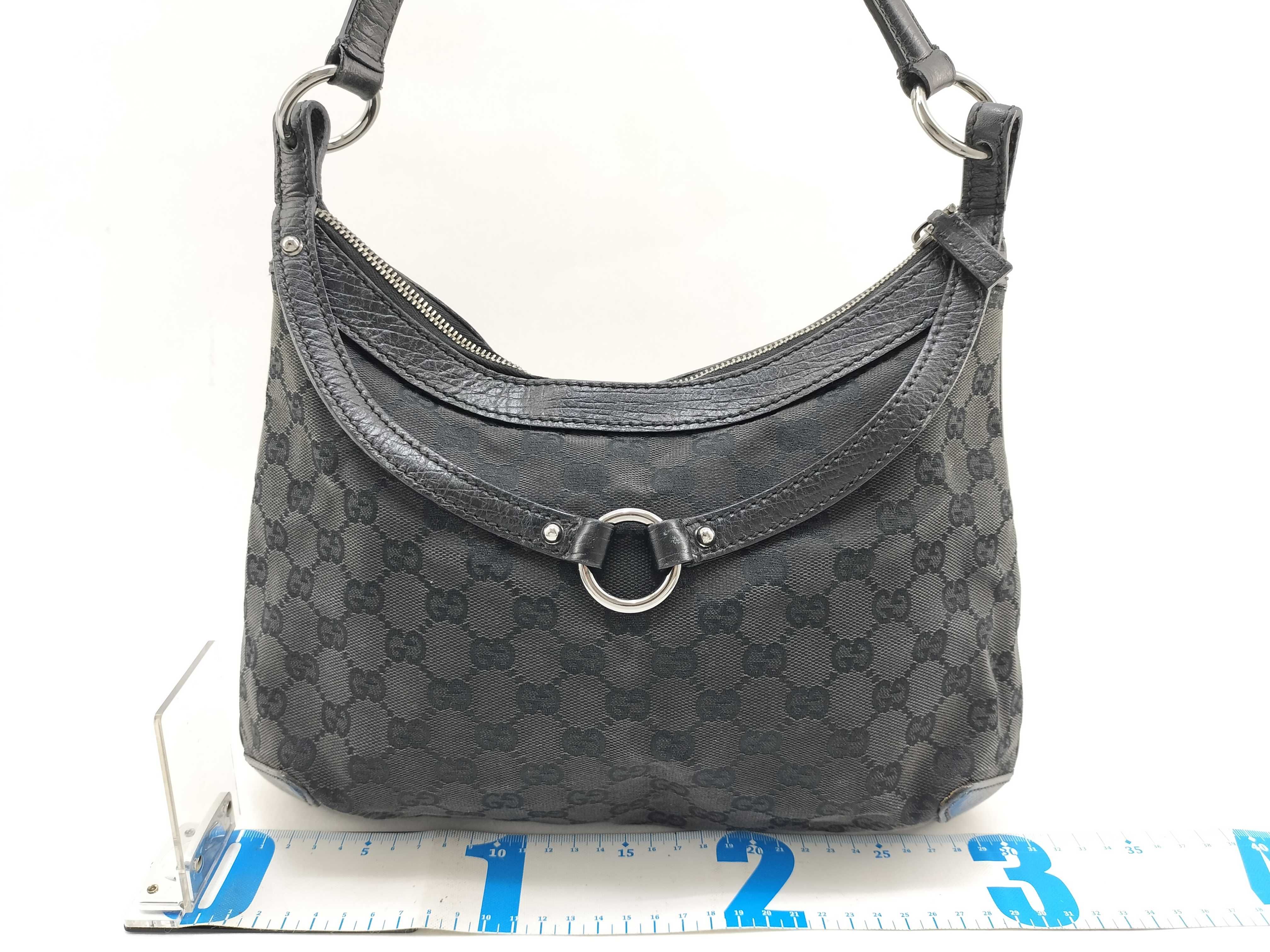 GG Canvas One-Shoulder Bag, Black, Horsebit Design, 114890 (Shoulder Bag) — view 2