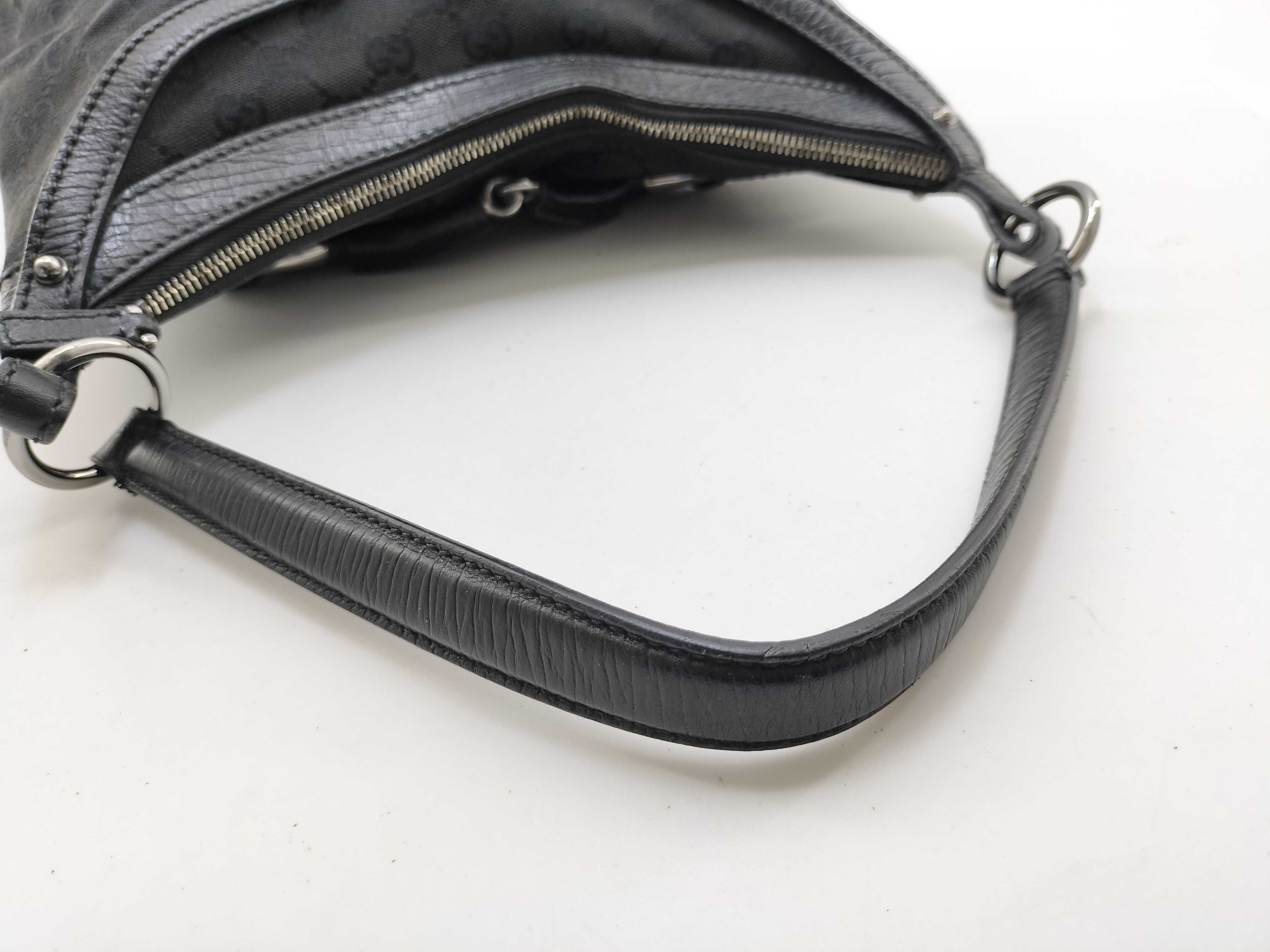 GG Canvas One-Shoulder Bag, Black, Horsebit Design, 114890 (Shoulder Bag) — view 8