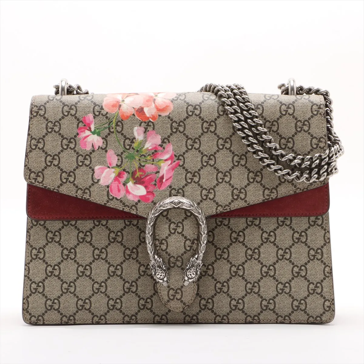 GG Flora Dionysus PVC chain shoulder bag beige x red 400235