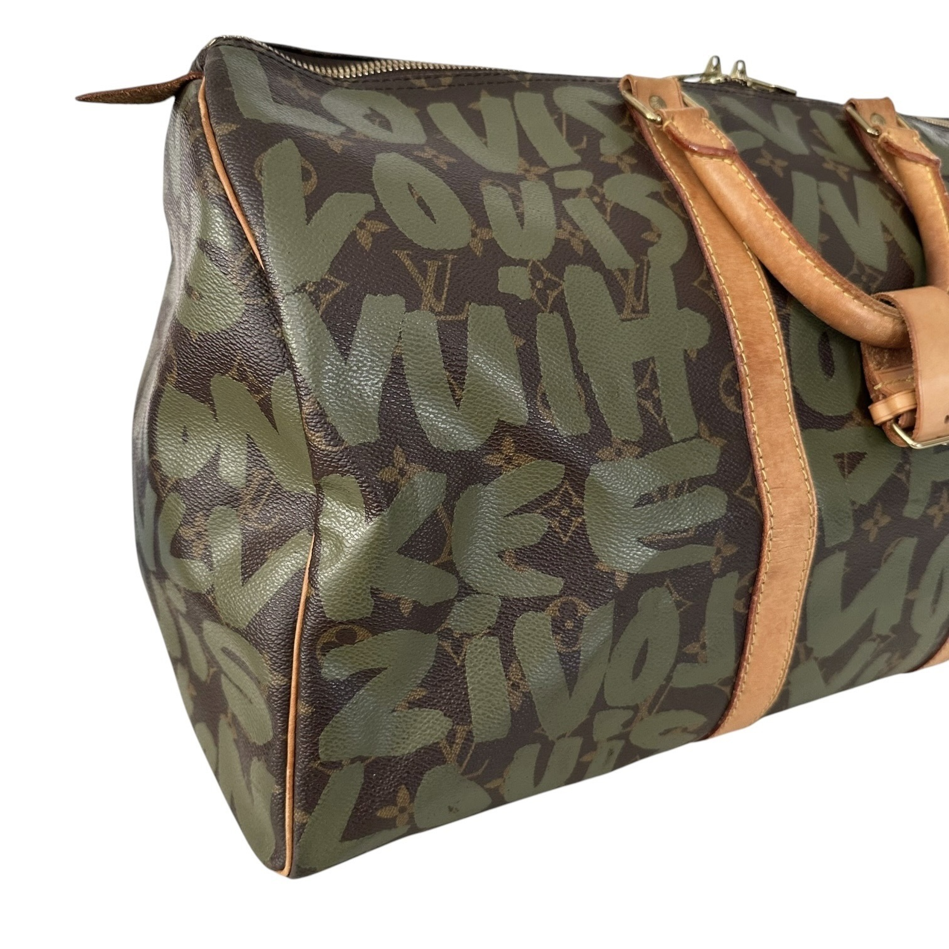 Keepall 50 Monogram Graffiti Boston Bag M92196 FL0051 Khaki Brown Boston Bag — view 3