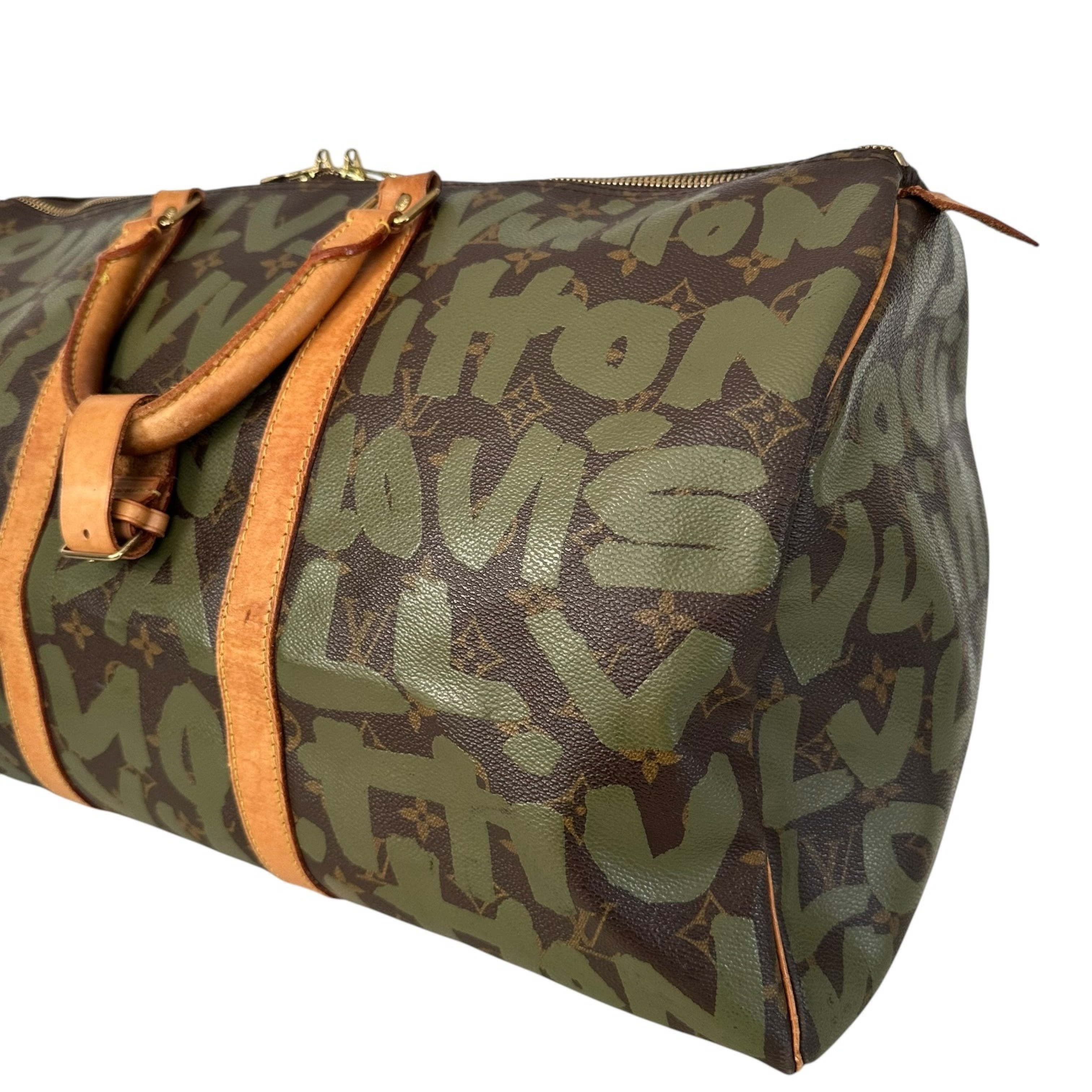 Keepall 50 Monogram Graffiti Boston Bag M92196 FL0051 Khaki Brown Boston Bag — view 4
