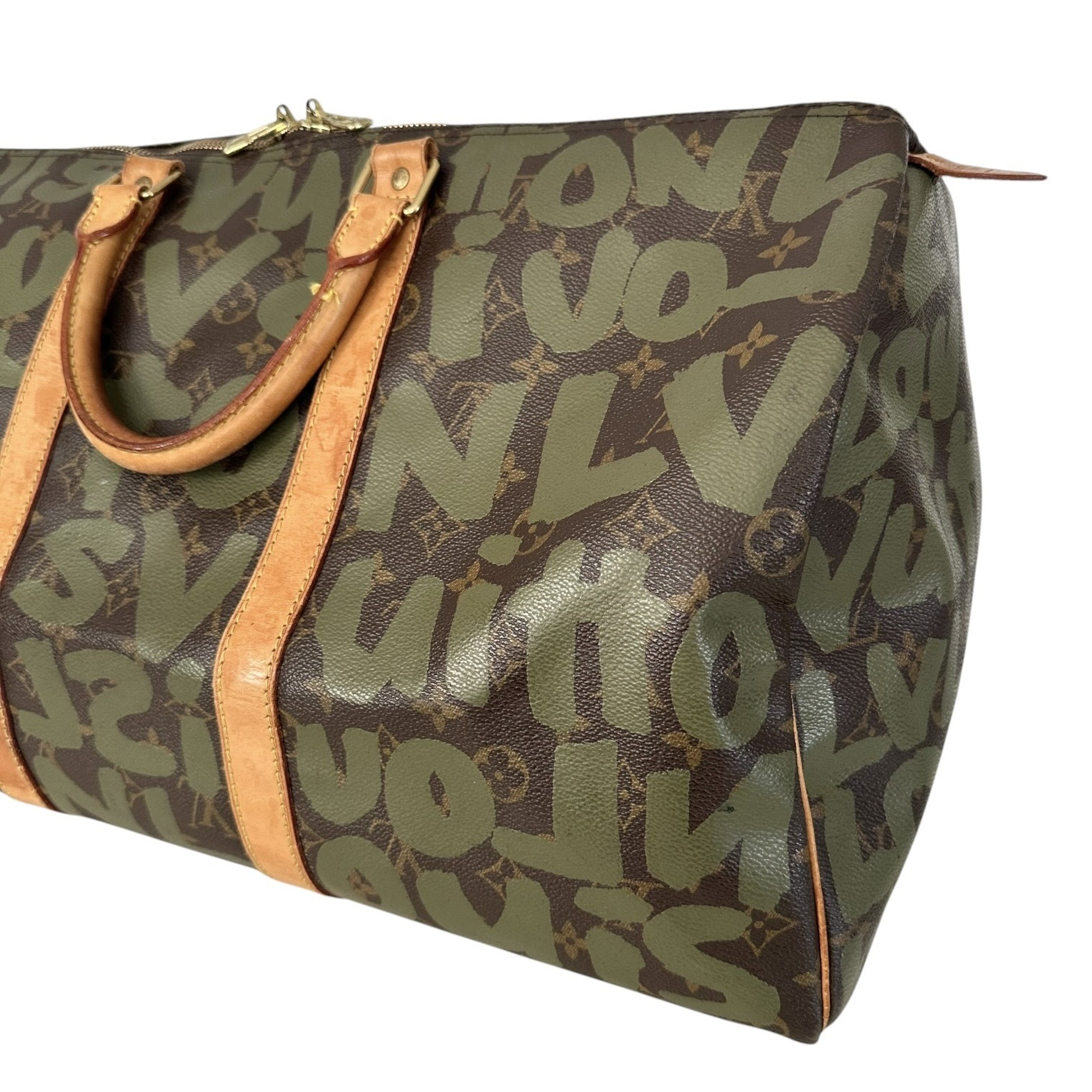 Keepall 50 Monogram Graffiti Boston Bag M92196 FL0051 Khaki Brown Boston Bag — view 6