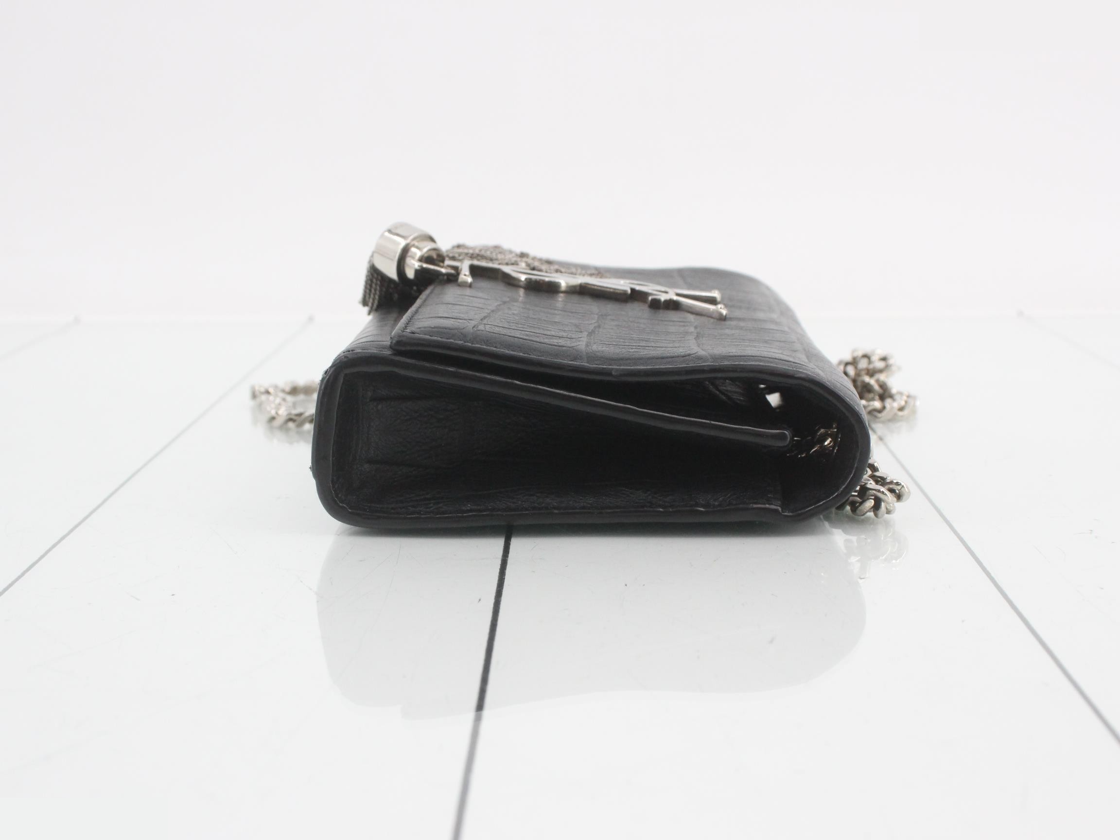 Kate Crocodile Embossed Leather Tassel Chain Shoulder Bag — view 3