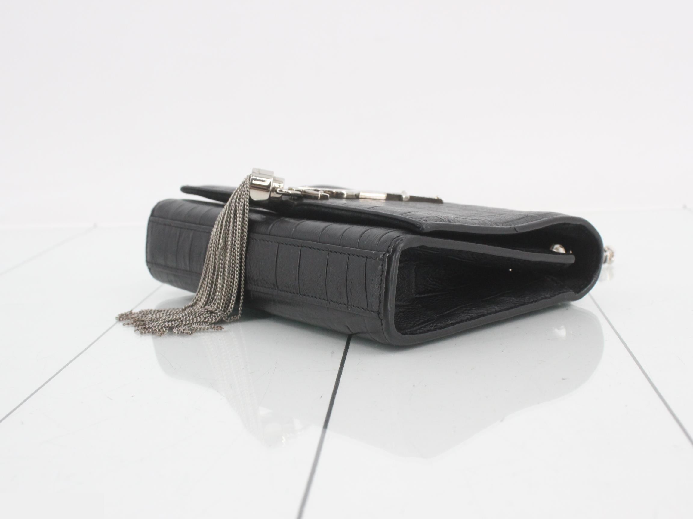 Kate Crocodile Embossed Leather Tassel Chain Shoulder Bag — view 6