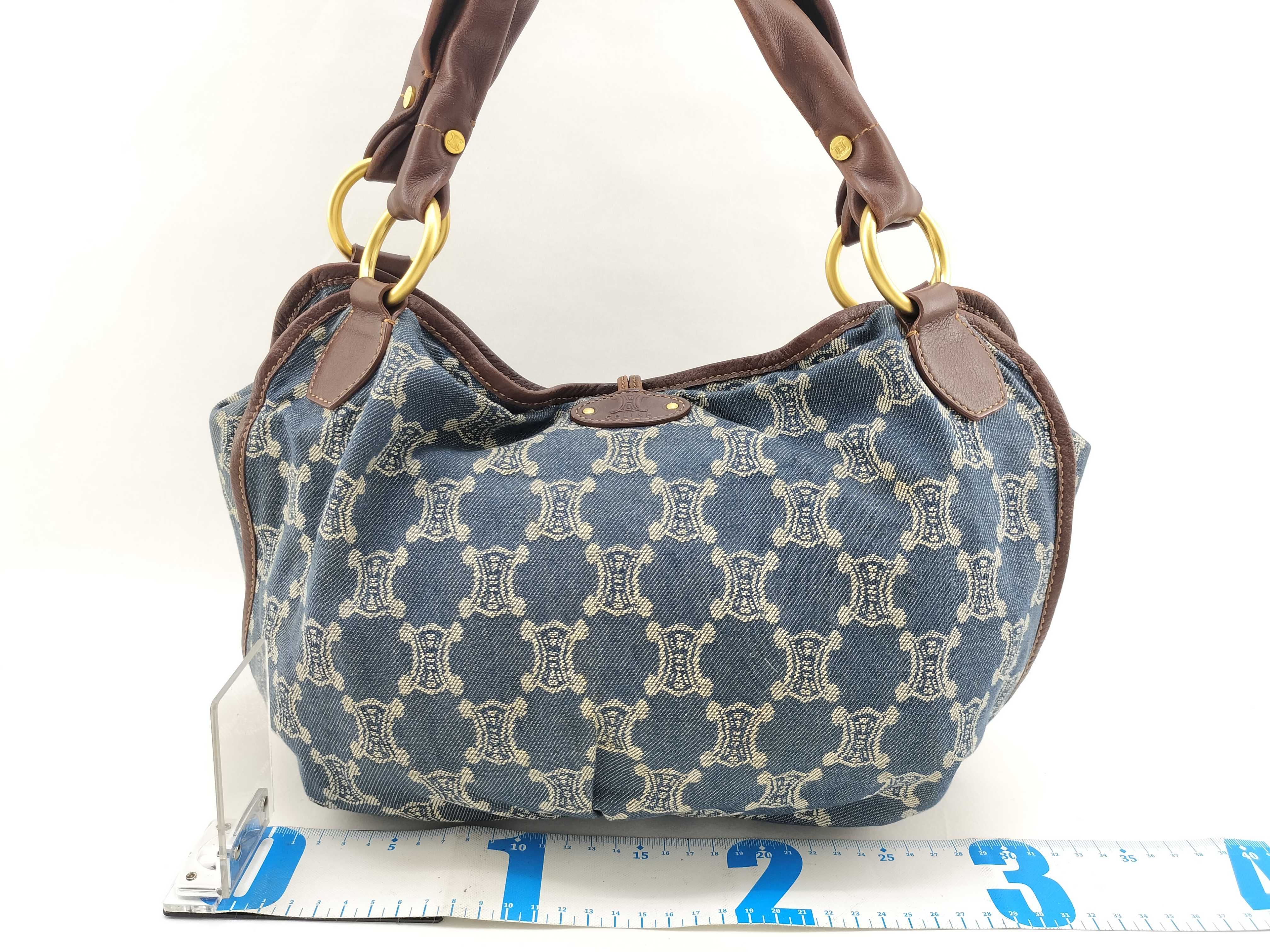 Bittersweet Paris Macadam Denim Brown Leather Shoulder Bag Hobo Bag Handbag — view 2
