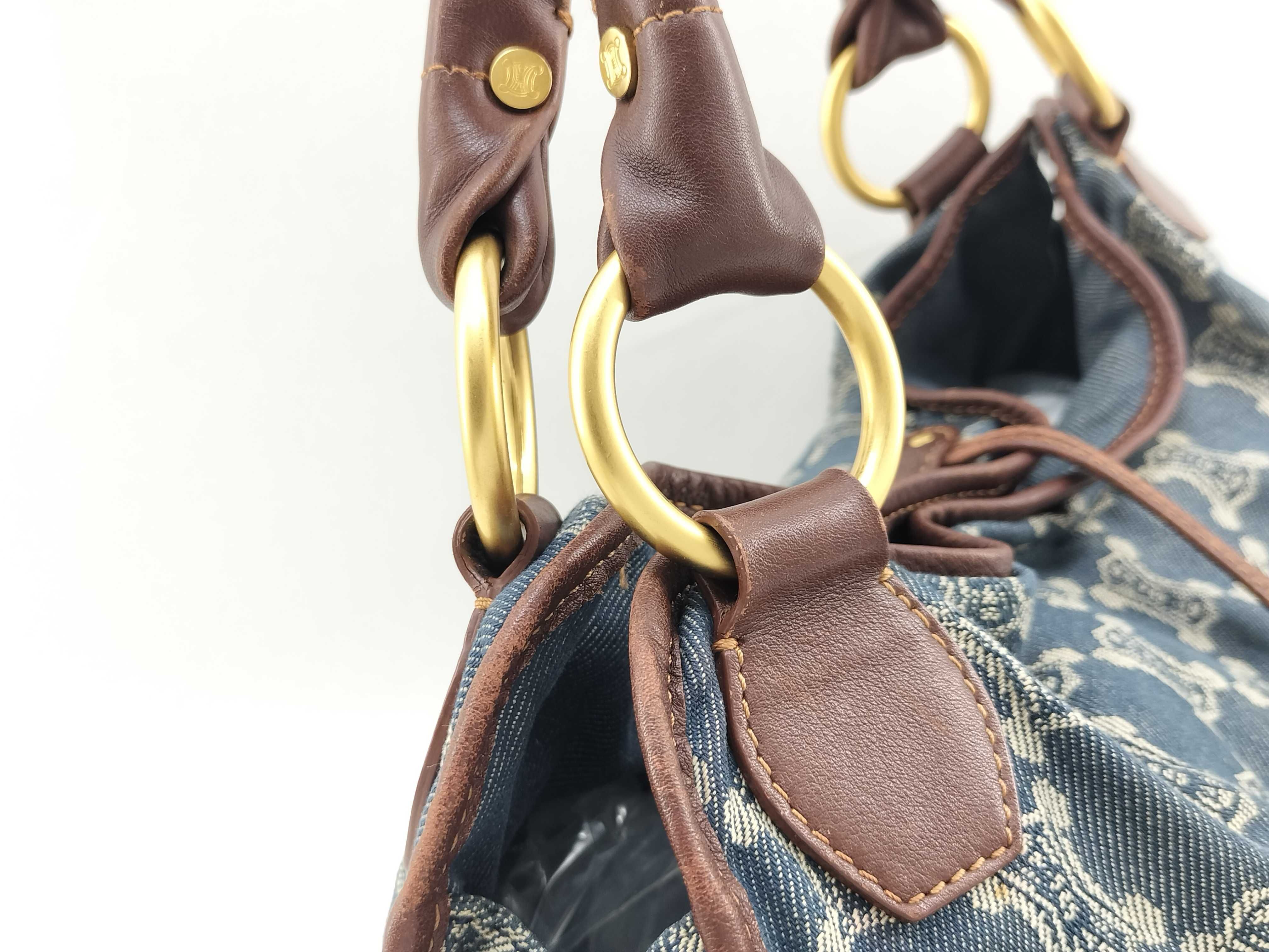 Bittersweet Paris Macadam Denim Brown Leather Shoulder Bag Hobo Bag Handbag — view 3