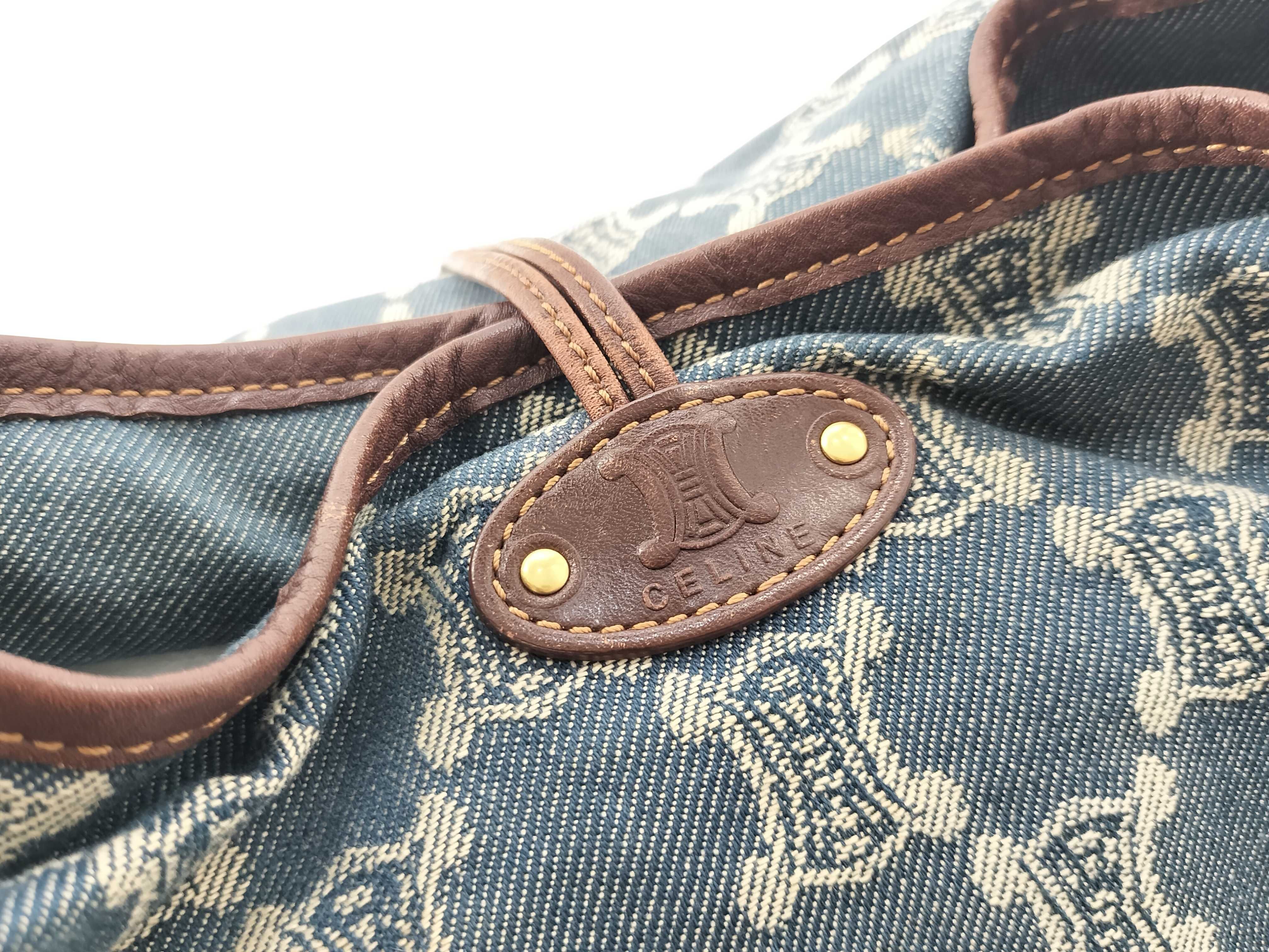 Bittersweet Paris Macadam Denim Brown Leather Shoulder Bag Hobo Bag Handbag — view 5