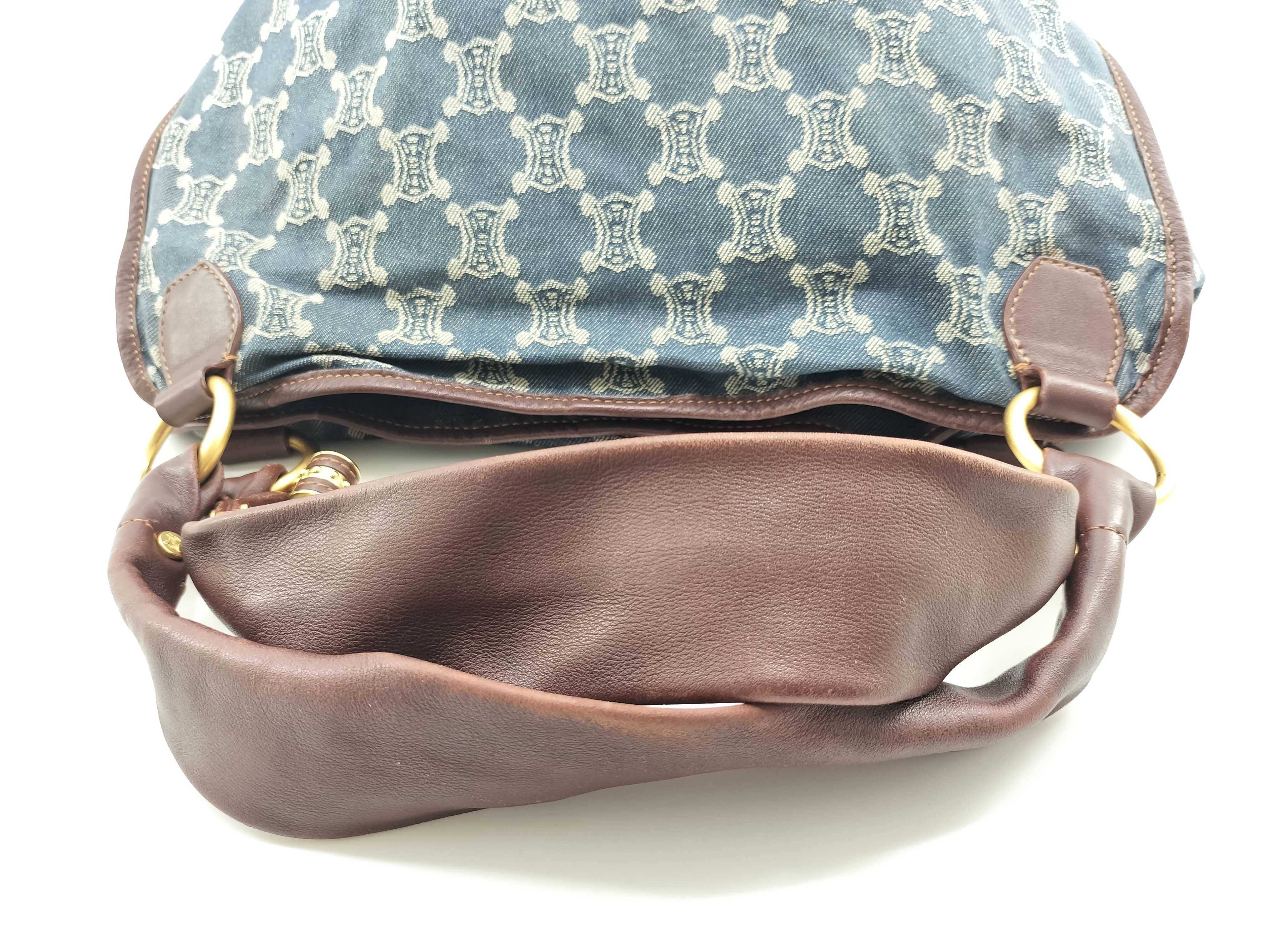 Bittersweet Paris Macadam Denim Brown Leather Shoulder Bag Hobo Bag Handbag — view 10