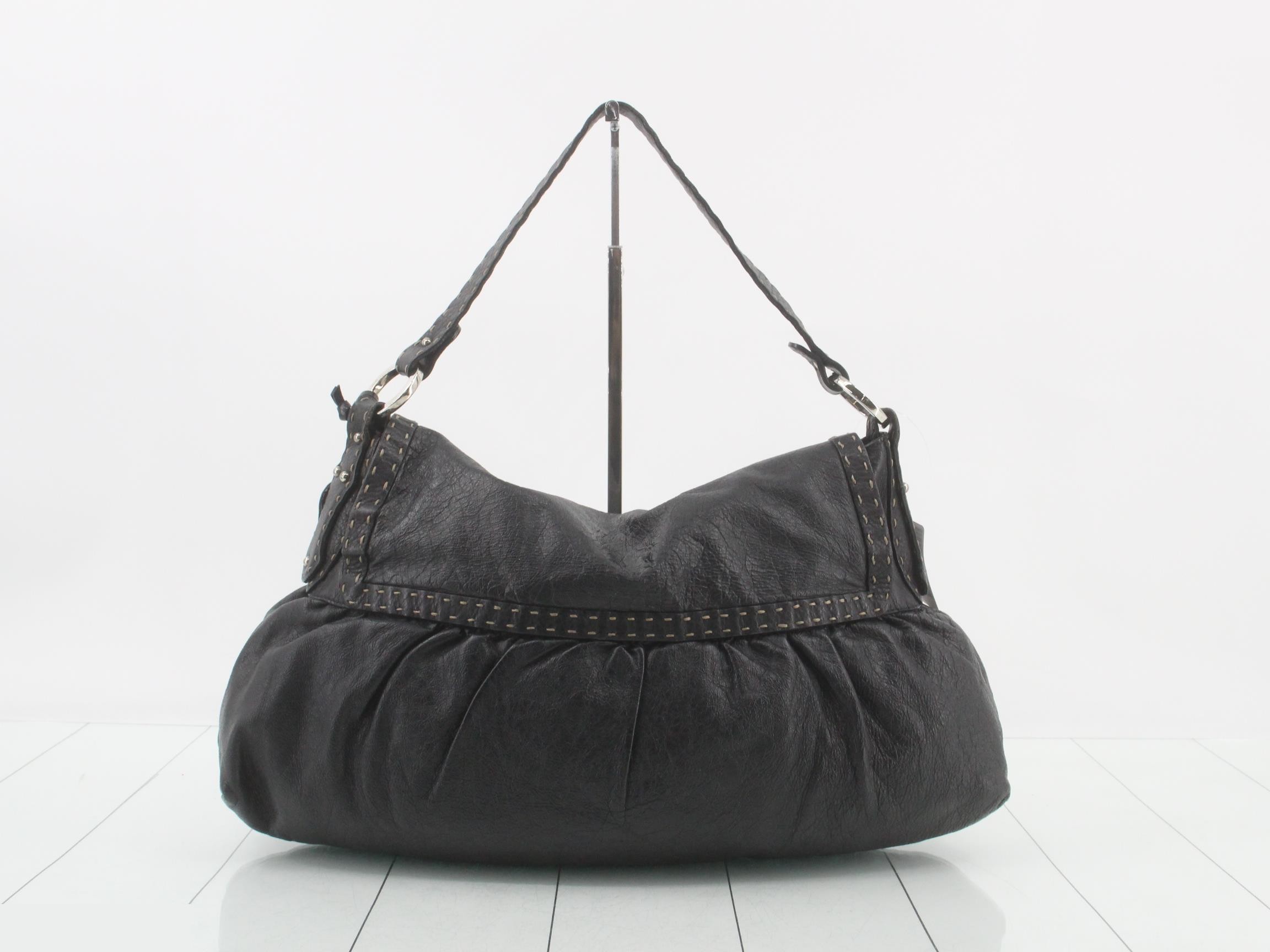 Leather Chef Bag Shoulder Bag, Black — view 2