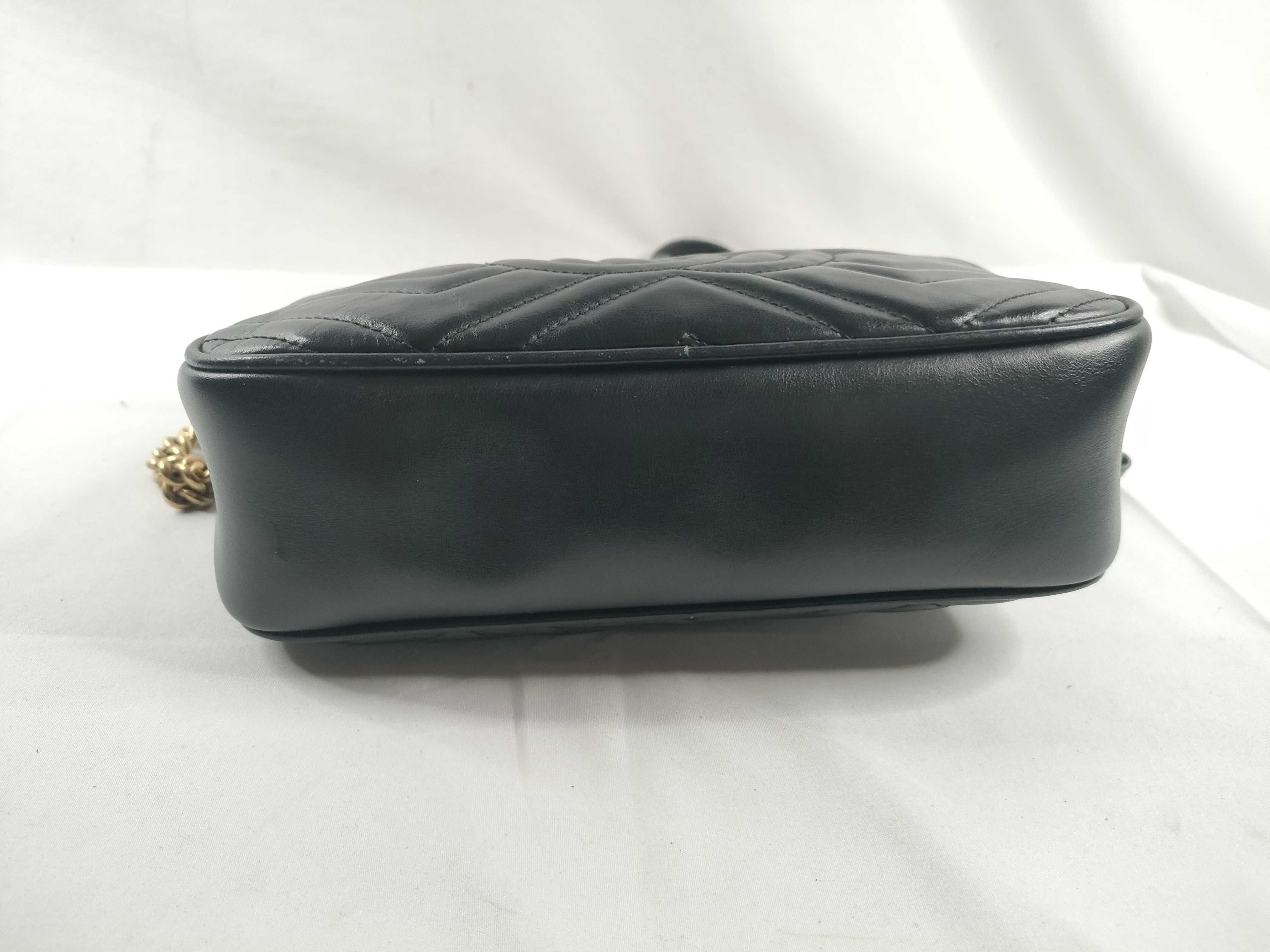PH-GG Logo Black Leather Marmont Chevron Quilted Shoulder Bag — view 4