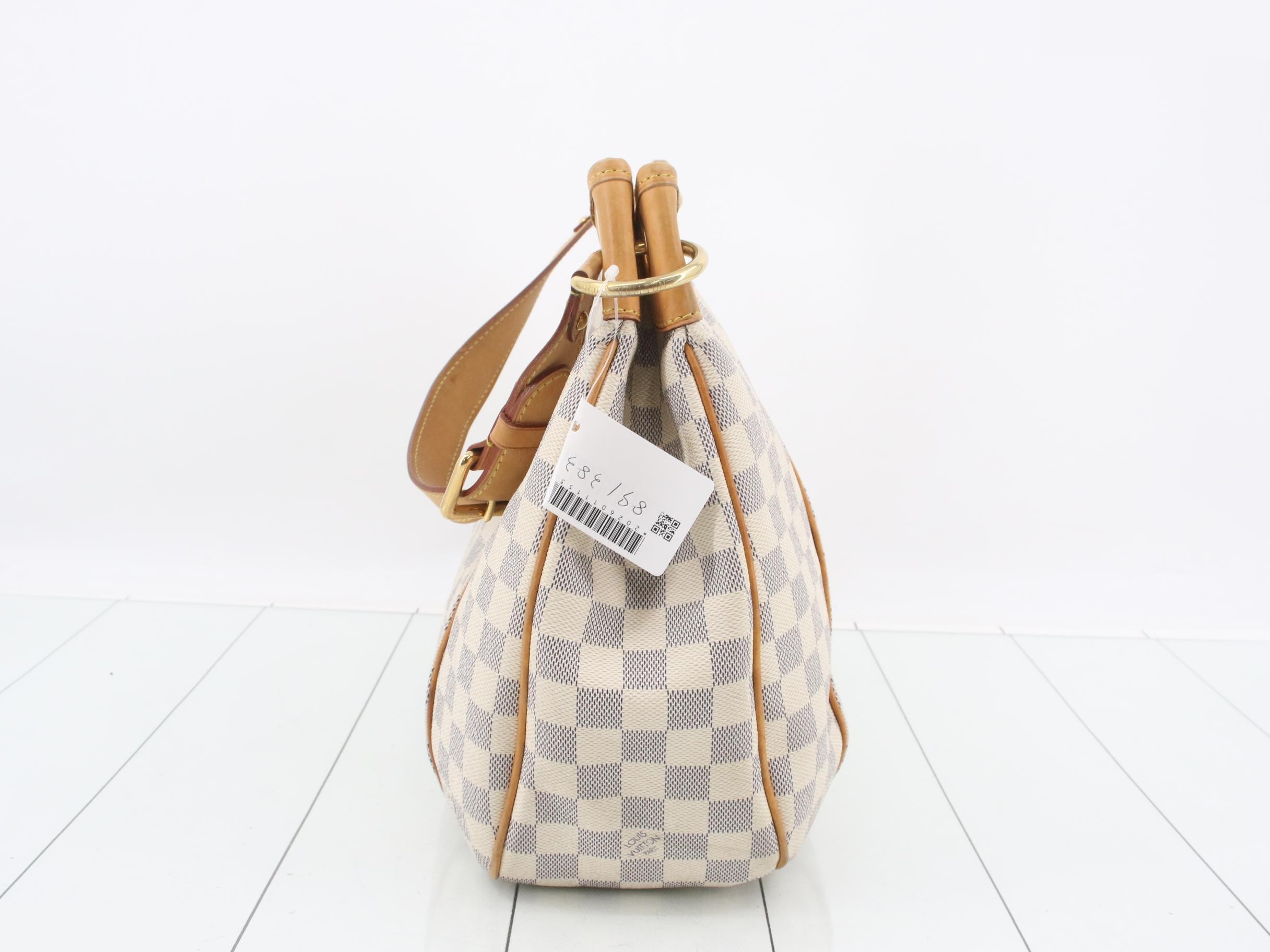 Damier Azur Galliera PM Shoulder Bag, White, Gold Hardware — view 4