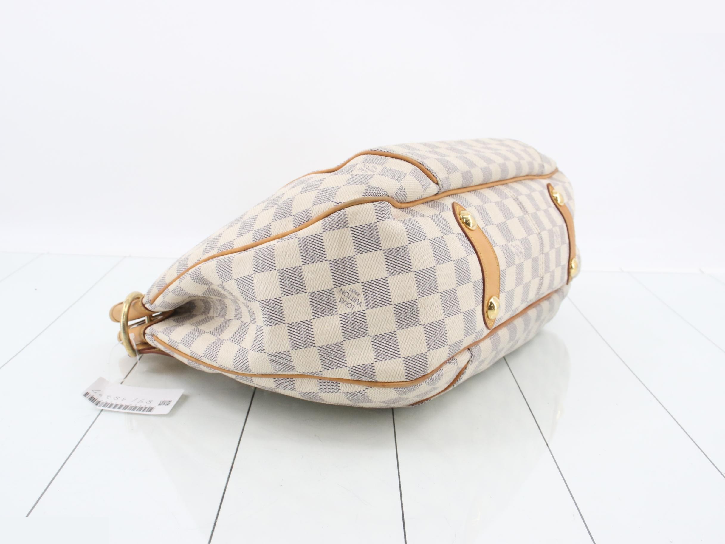 Damier Azur Galliera PM Shoulder Bag, White, Gold Hardware — view 5