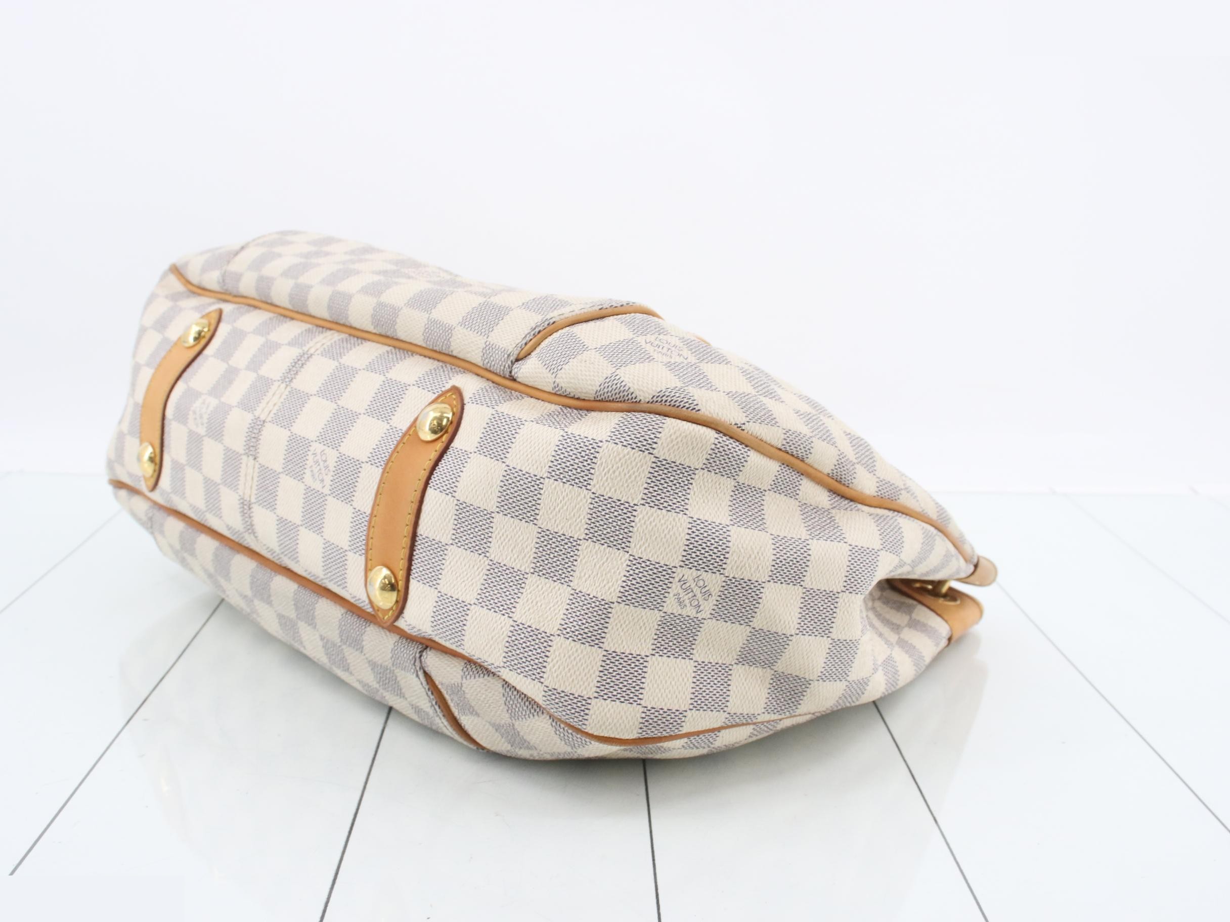 Damier Azur Galliera PM Shoulder Bag, White, Gold Hardware — view 6