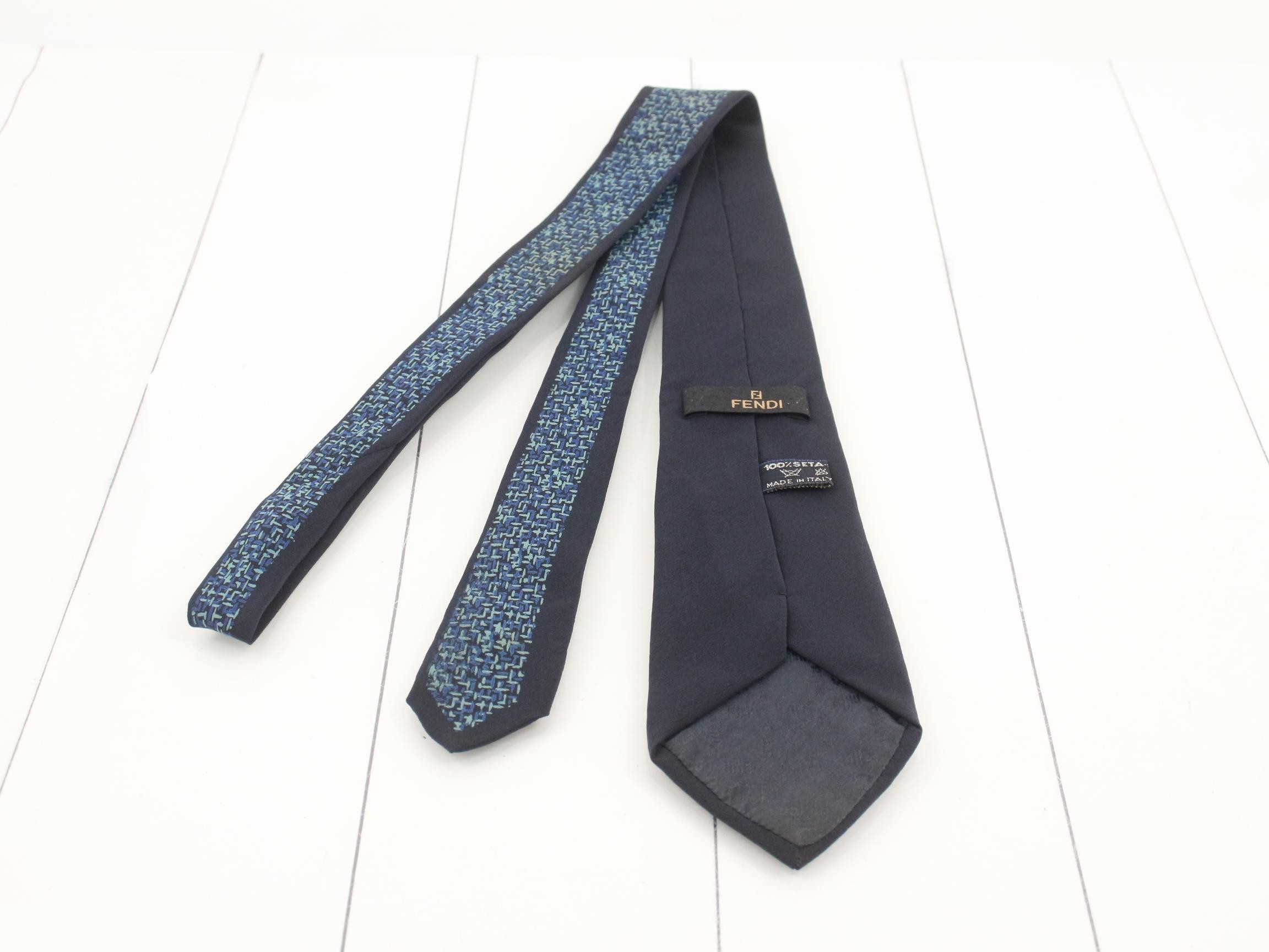 Navy Tie with Geometric Pattern — view 2