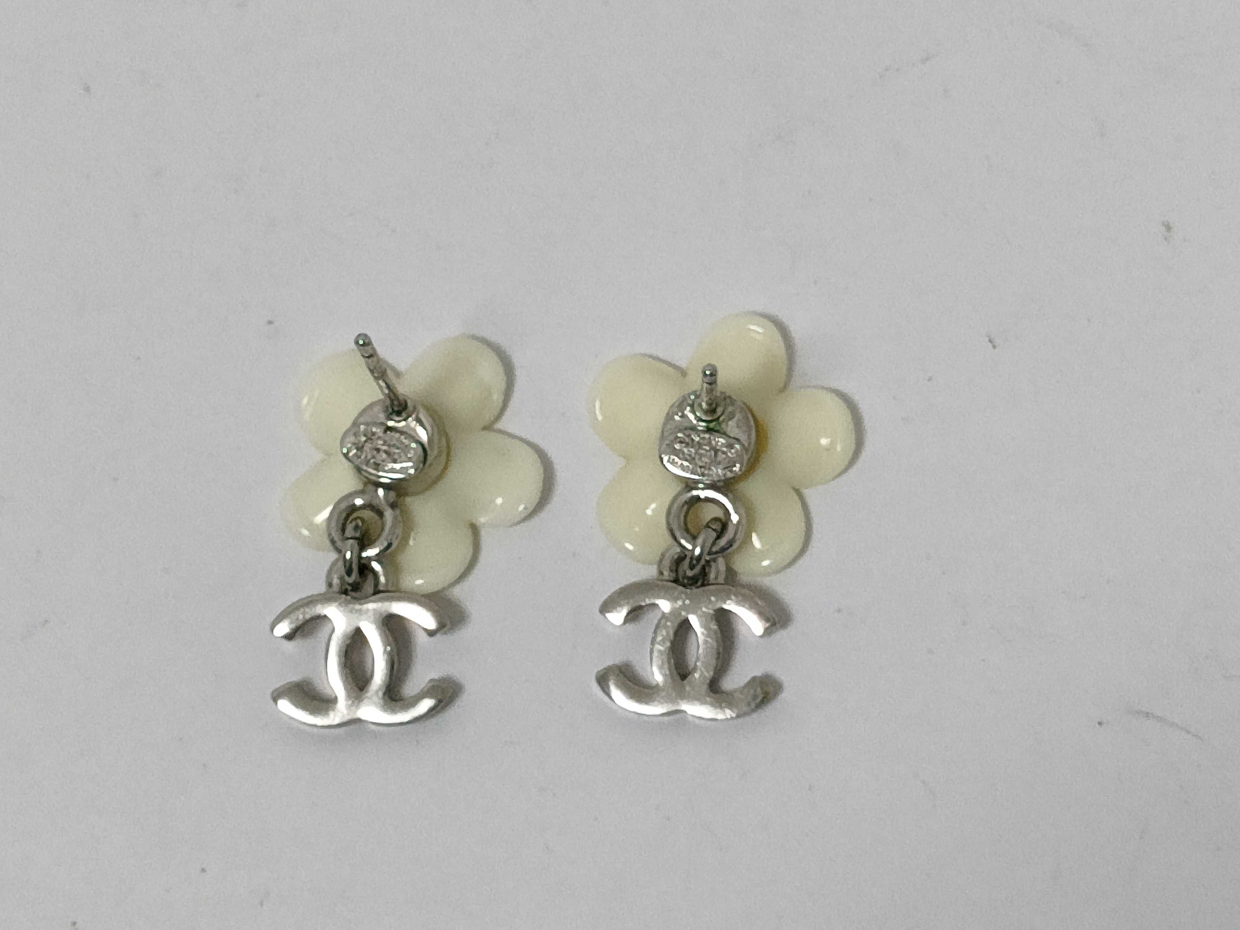 Cambon Camellia CC Rhinestone Earrings 05P Earrings — view 4