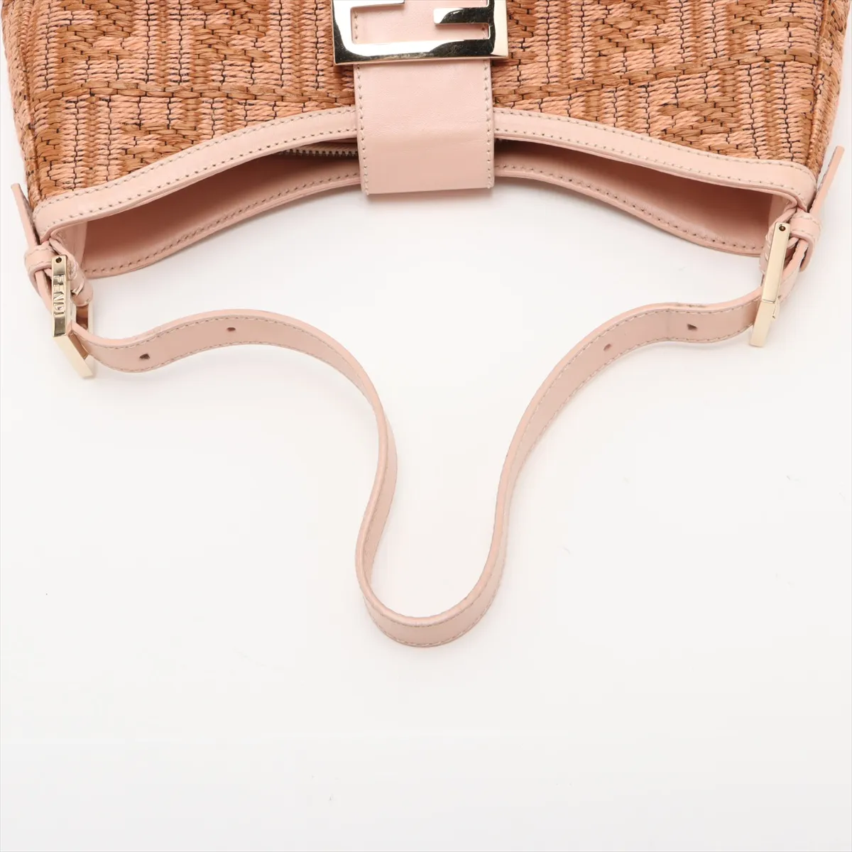 Zucca raffia x leather shoulder bag pink x beige 8BR036 — view 5