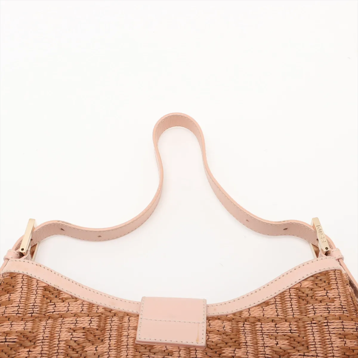 Zucca raffia x leather shoulder bag pink x beige 8BR036 — view 6