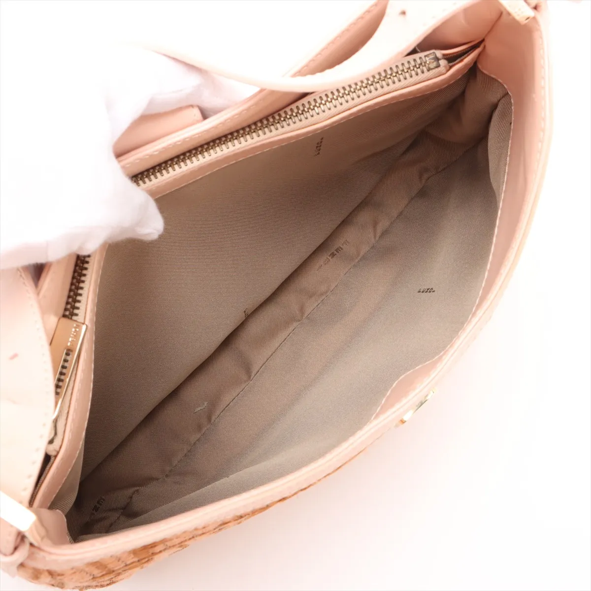 Zucca raffia x leather shoulder bag pink x beige 8BR036 — view 7