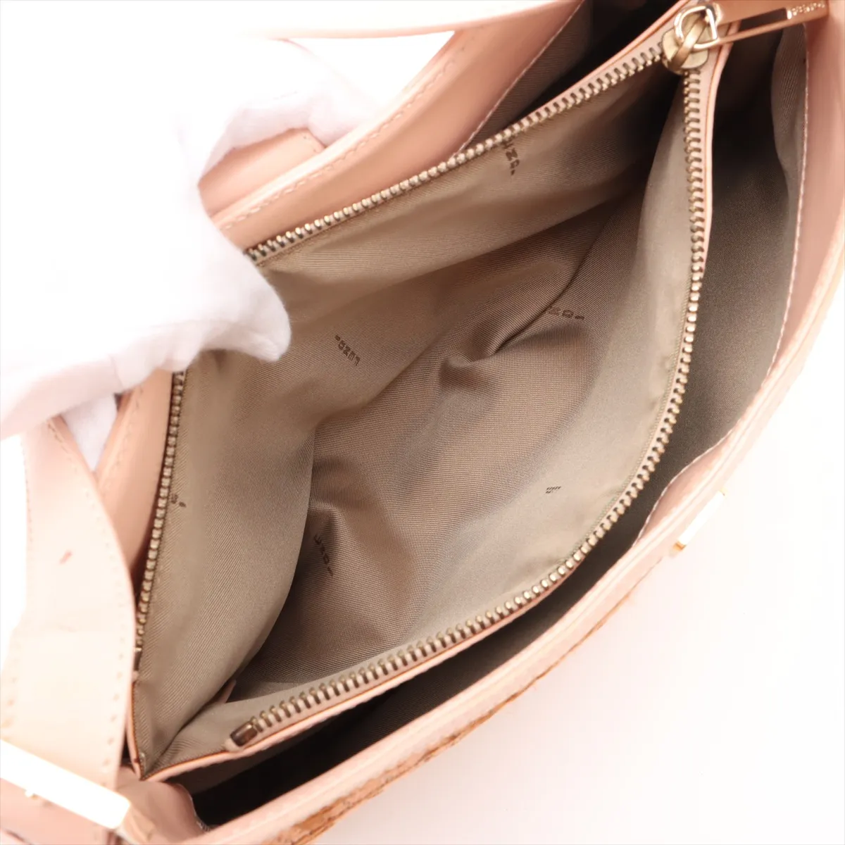 Zucca raffia x leather shoulder bag pink x beige 8BR036 — view 8