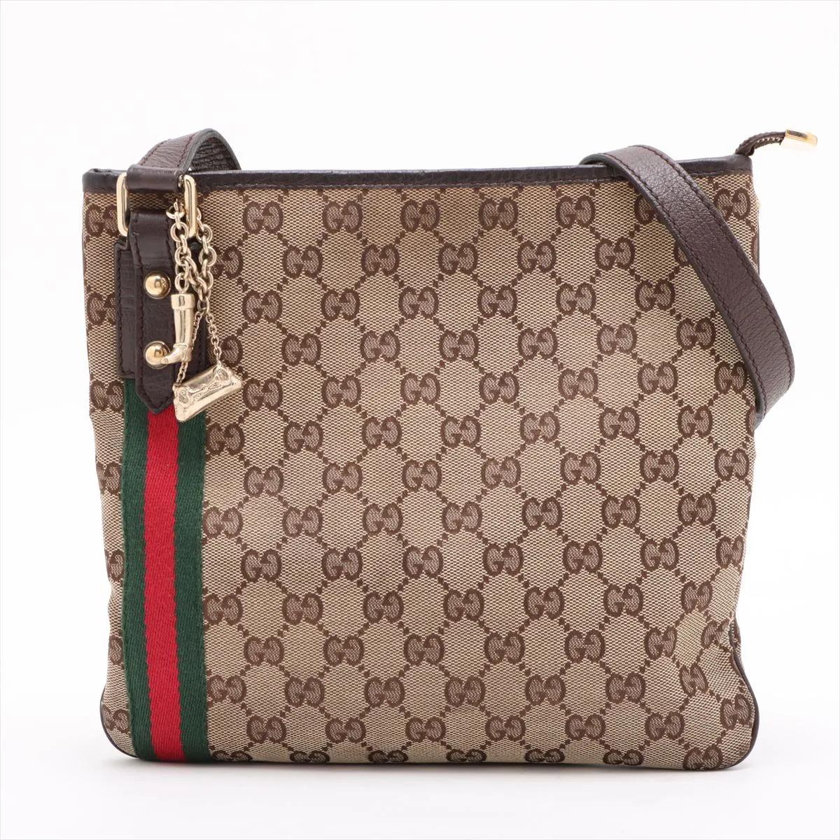 GG Canvas x Leather Shoulder Bag Beige 144388