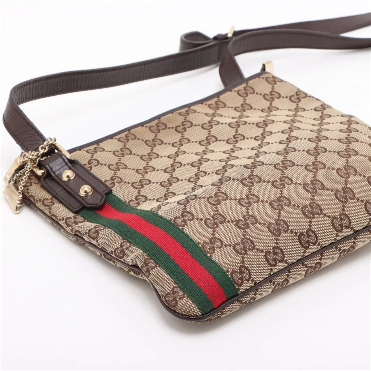 GG Canvas x Leather Shoulder Bag Beige 144388 — view 4