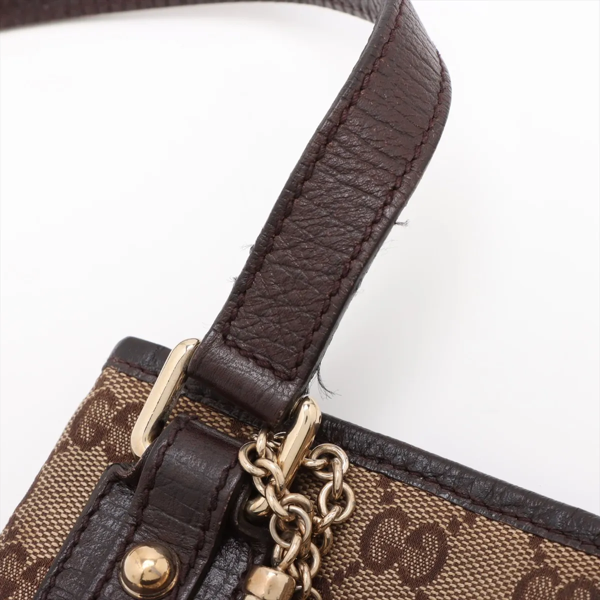 GG Canvas x Leather Shoulder Bag Beige 144388 — view 9