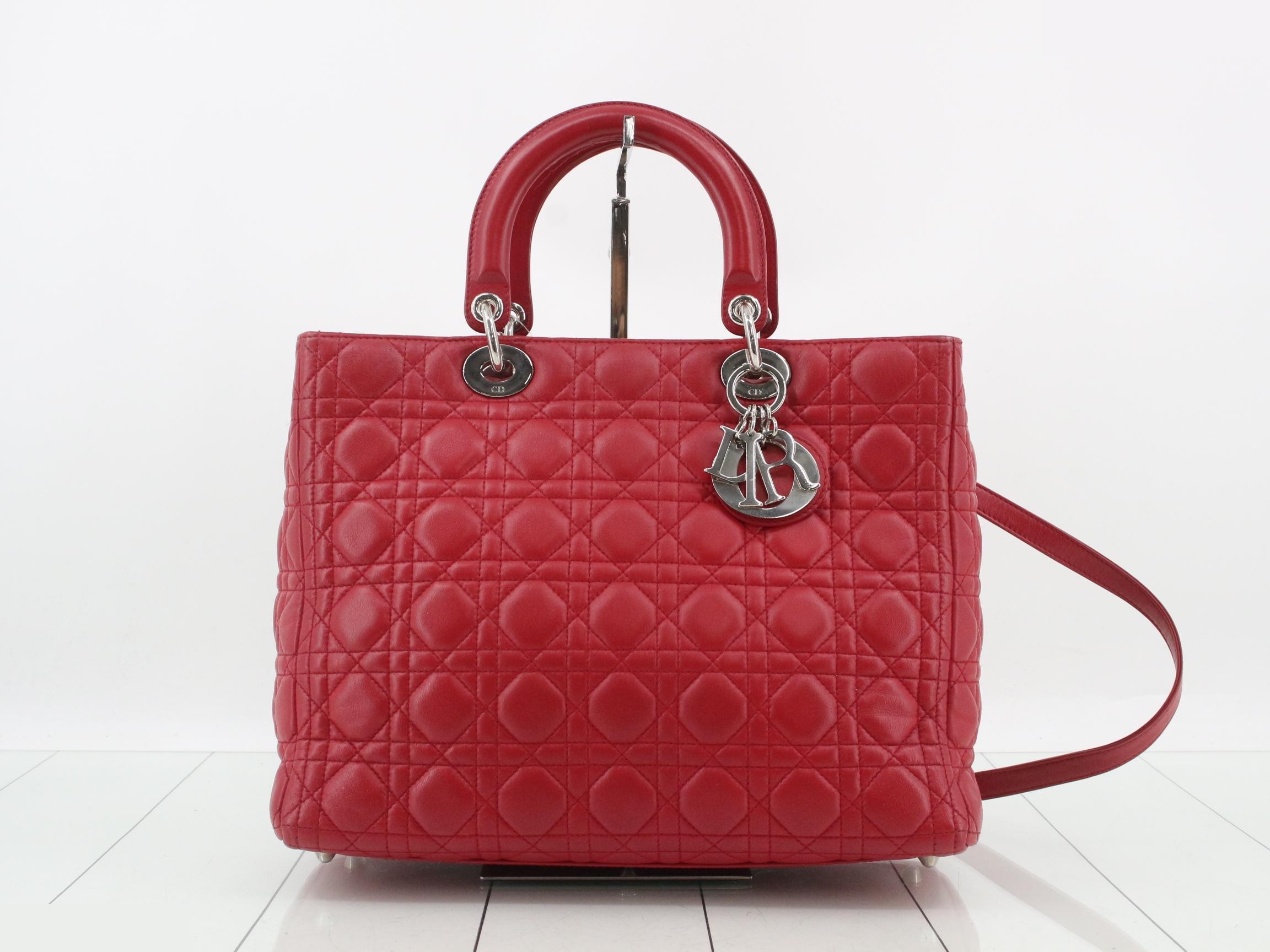 Lady Dior Cannage Lambskin 2-Way Handbag