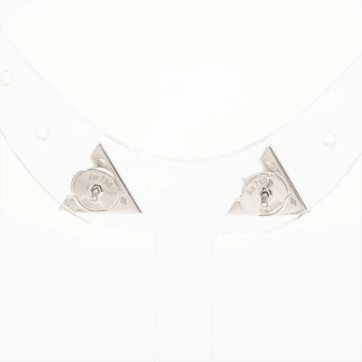 Pus LV Vault One Diamond Earrings 750 (WG) 3.6g D10565 D10680 No brand engraving on the back, one earring post is slightly bent. — view 2